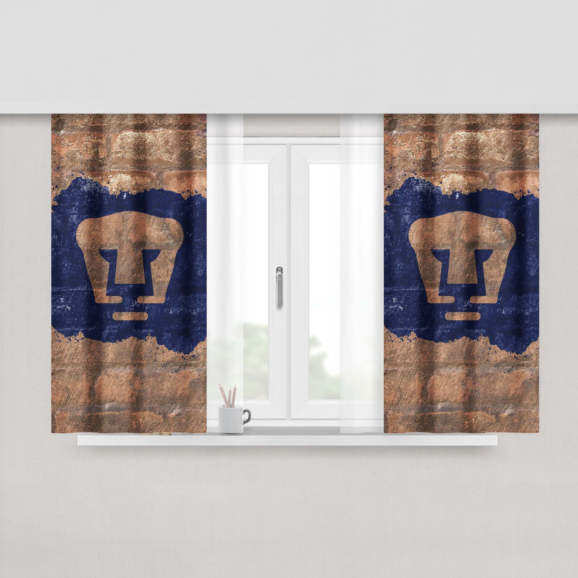 Club Universidad Pumas Unam Wallpaper Peach Skin Window Curtains
