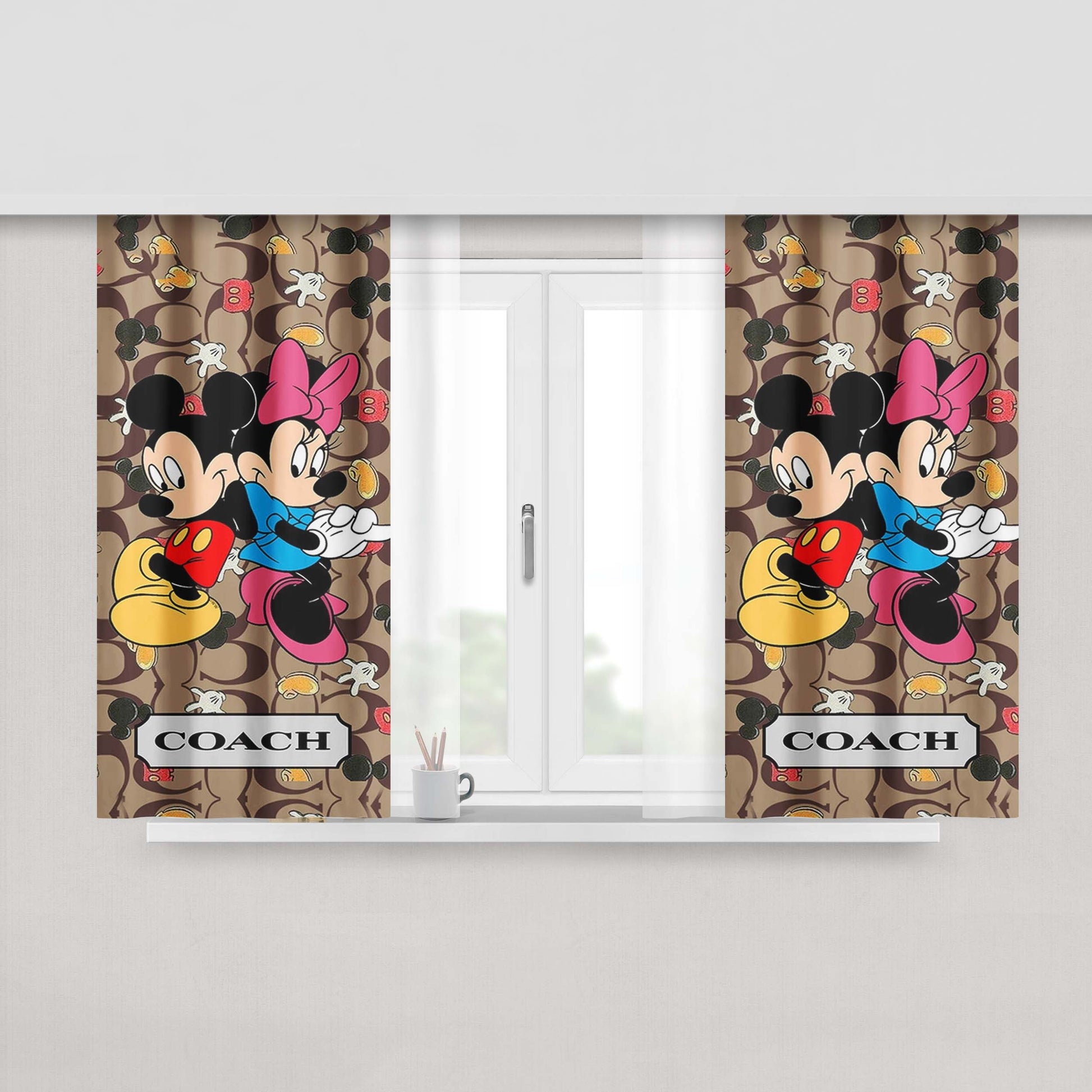 Coach Mickey Minnie Mouse Love Peach Skin Window Curtains