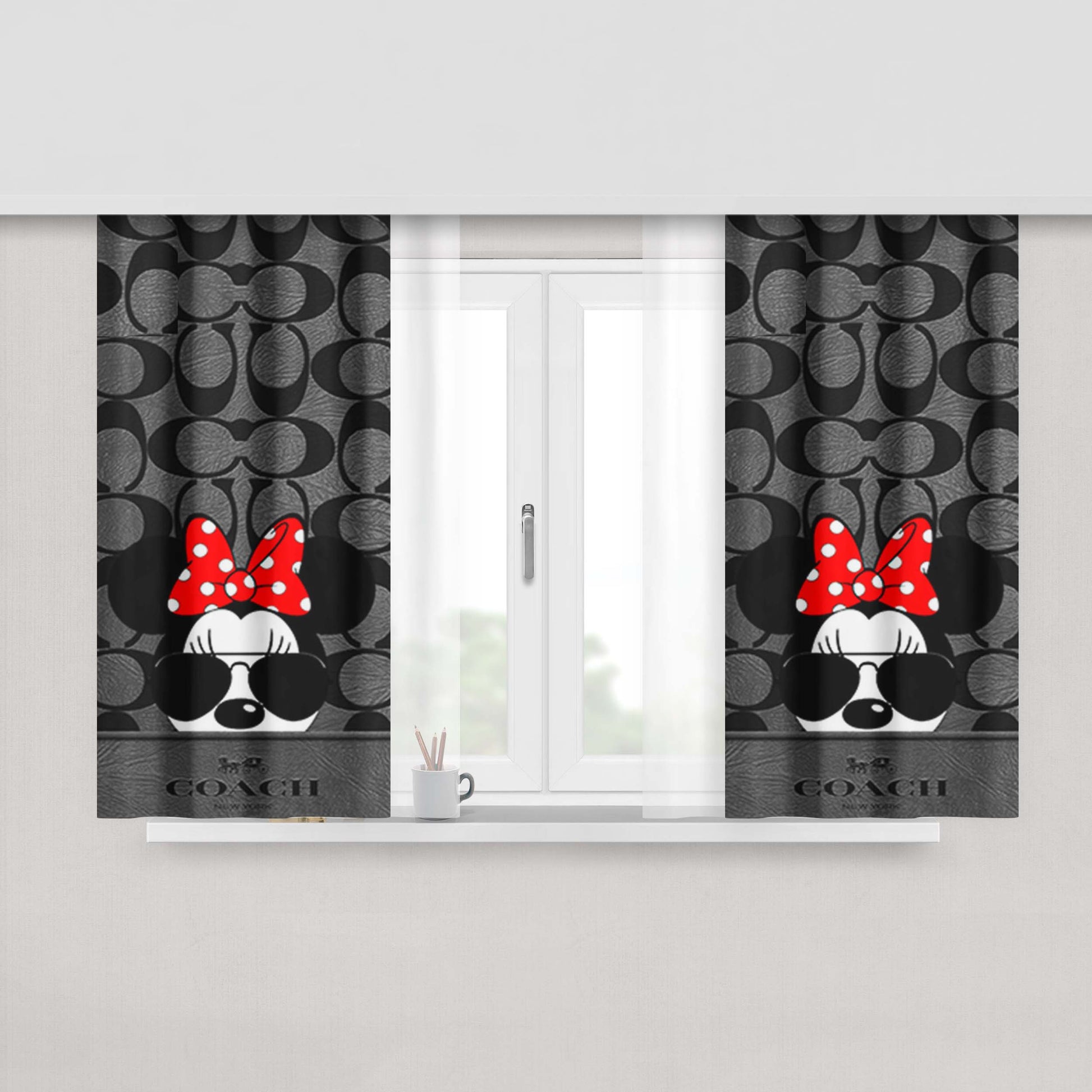 Coach New York Disney Mickey Mouse Peach Skin Window Curtains