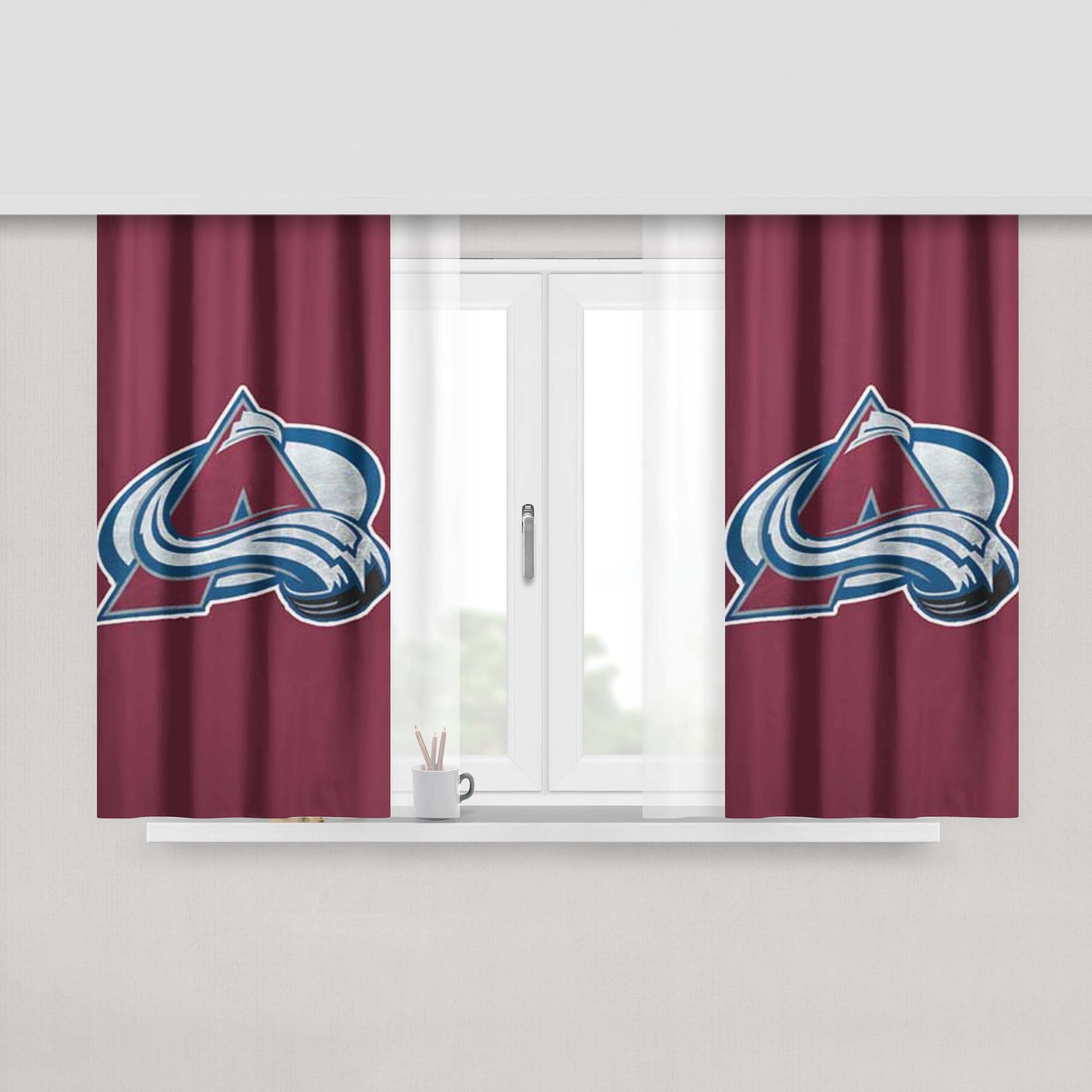 Colorado Avalanche Big Logo Rough Peach Skin Window Curtains