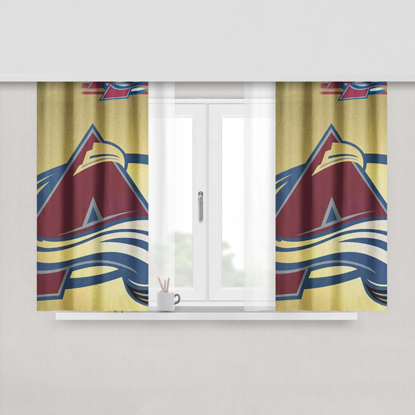 Colorado Avalanche Tan Fade Peach Skin Window Curtains