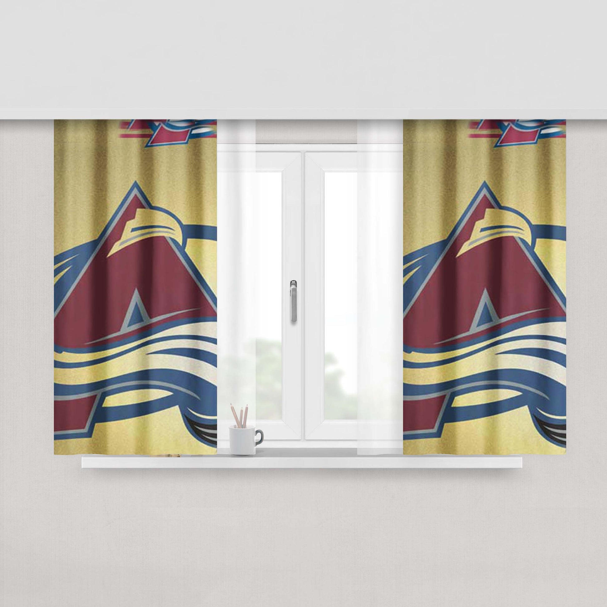 Colorado Avalanche Tan Fade Peach Skin Window Curtains