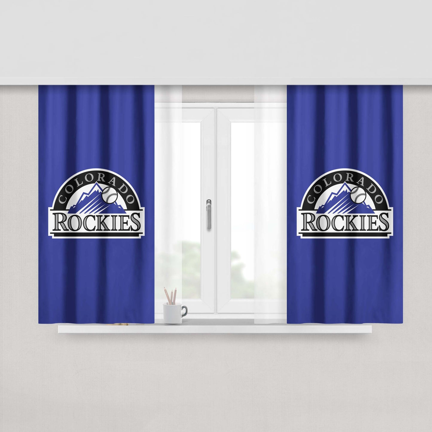 Colorado Rockies Logo Peach Skin Window Curtains