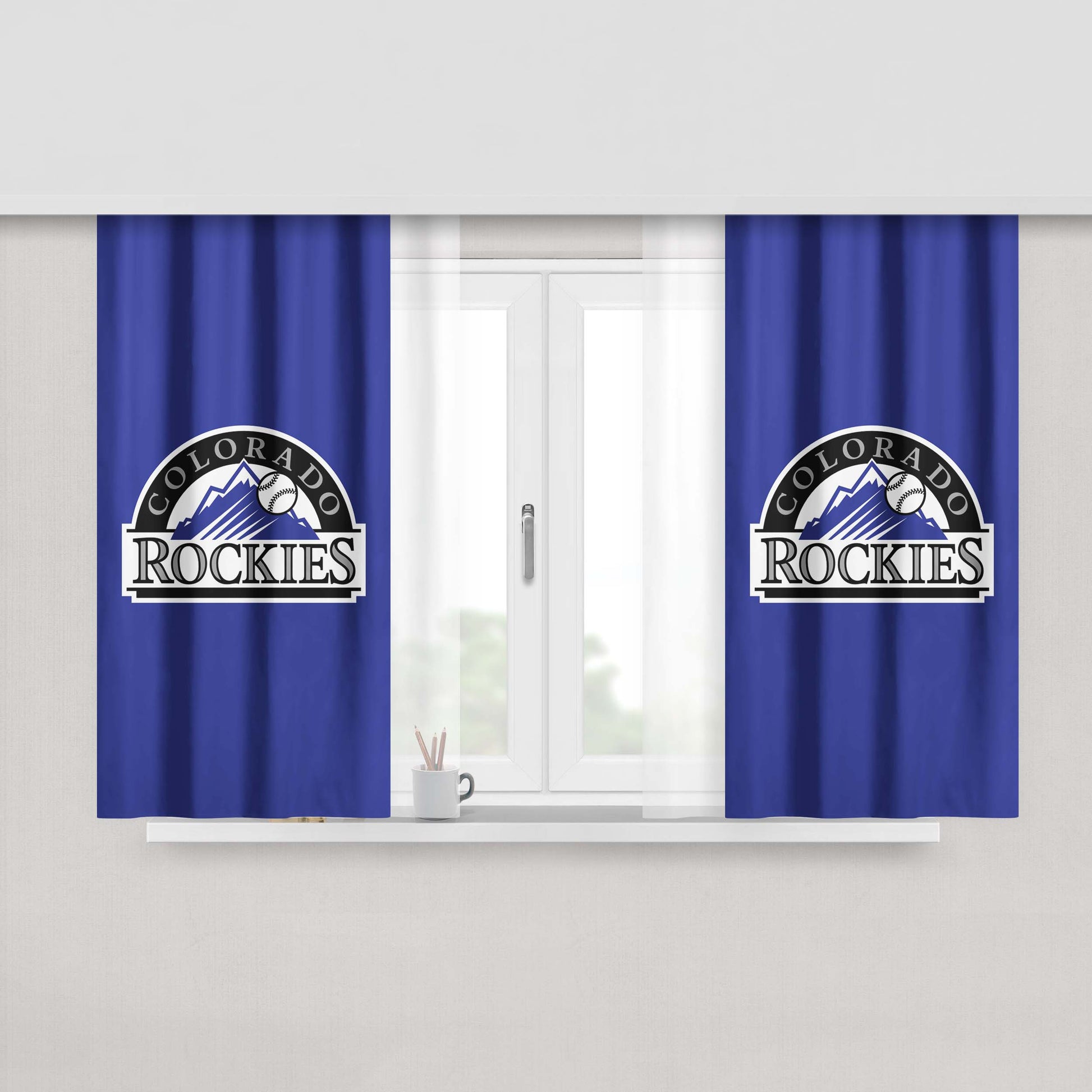 Colorado Rockies Logo Peach Skin Window Curtains