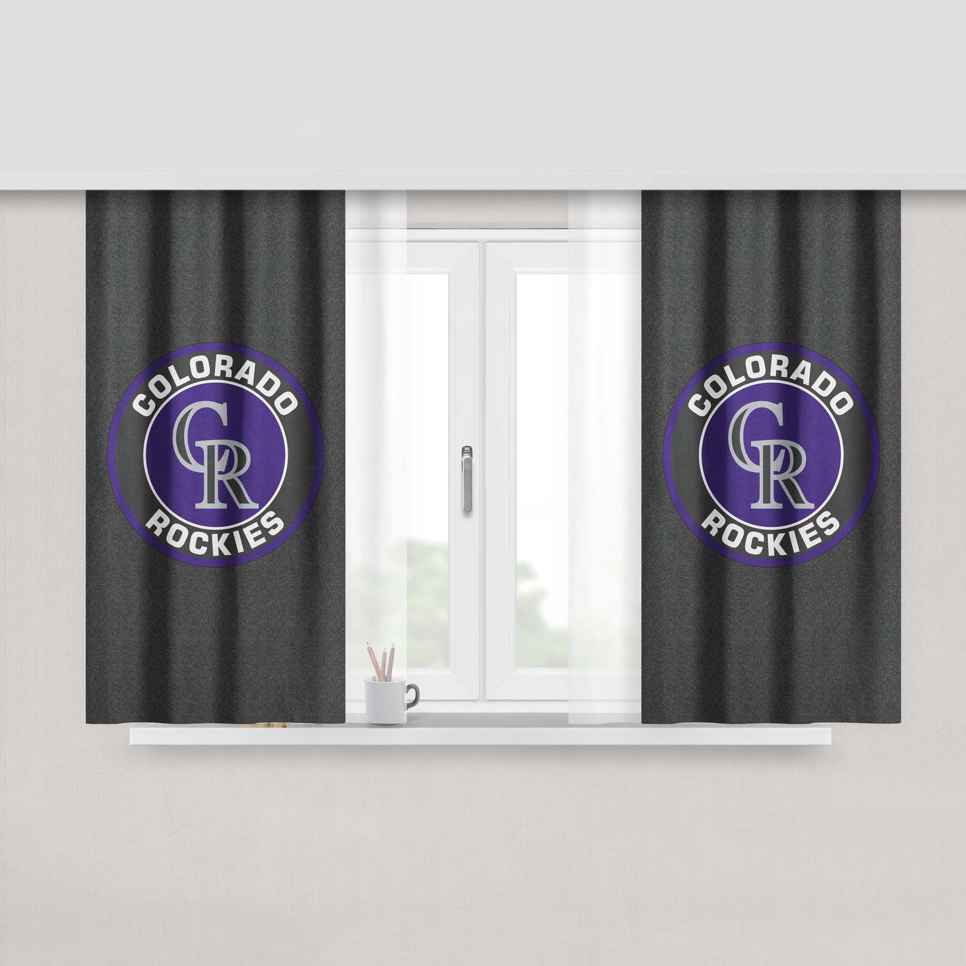Colorado Rockies Mug Peach Skin Window Curtains