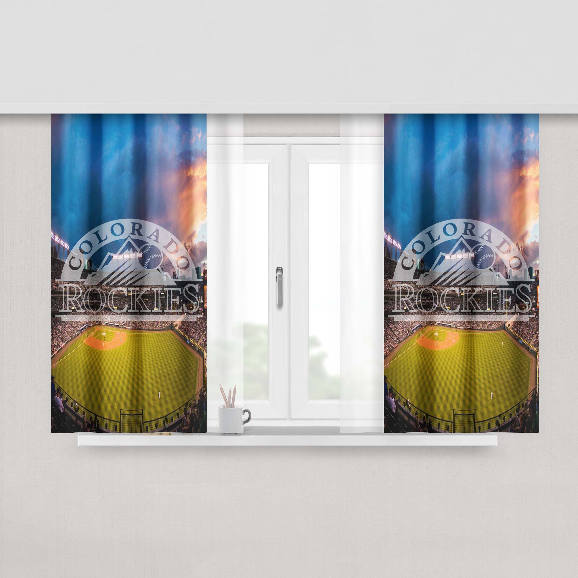 Colorado Rockies Wallpaper Peach Skin Window Curtains