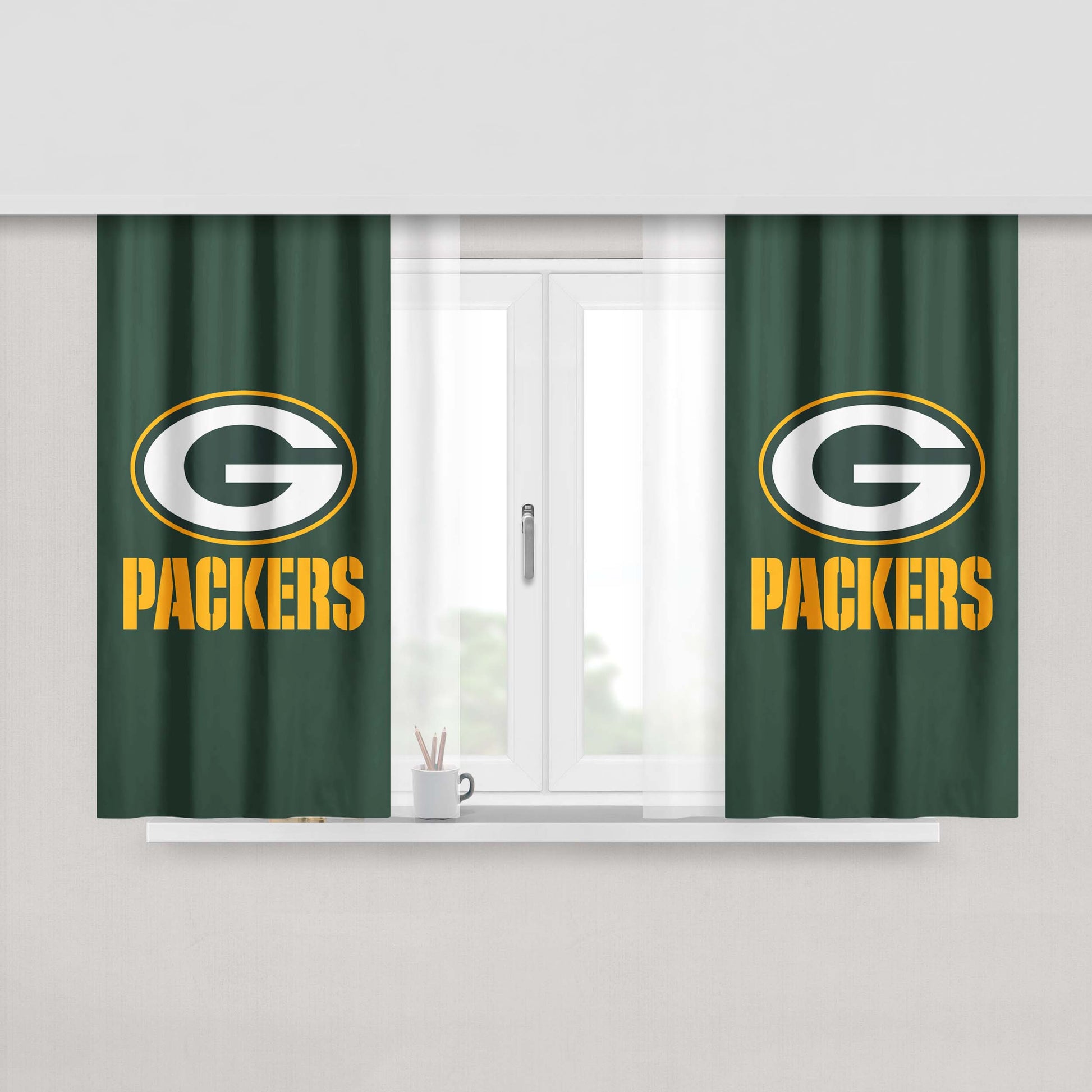 Colors Green Bay Packers Peach Skin Window Curtains