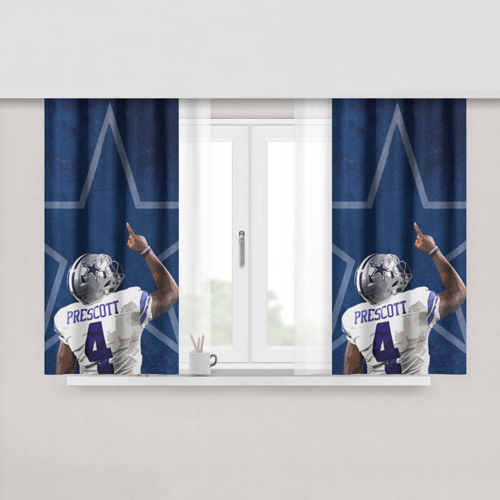 Dak Prescott Dallas Cowboys Peach Skin Window Curtains