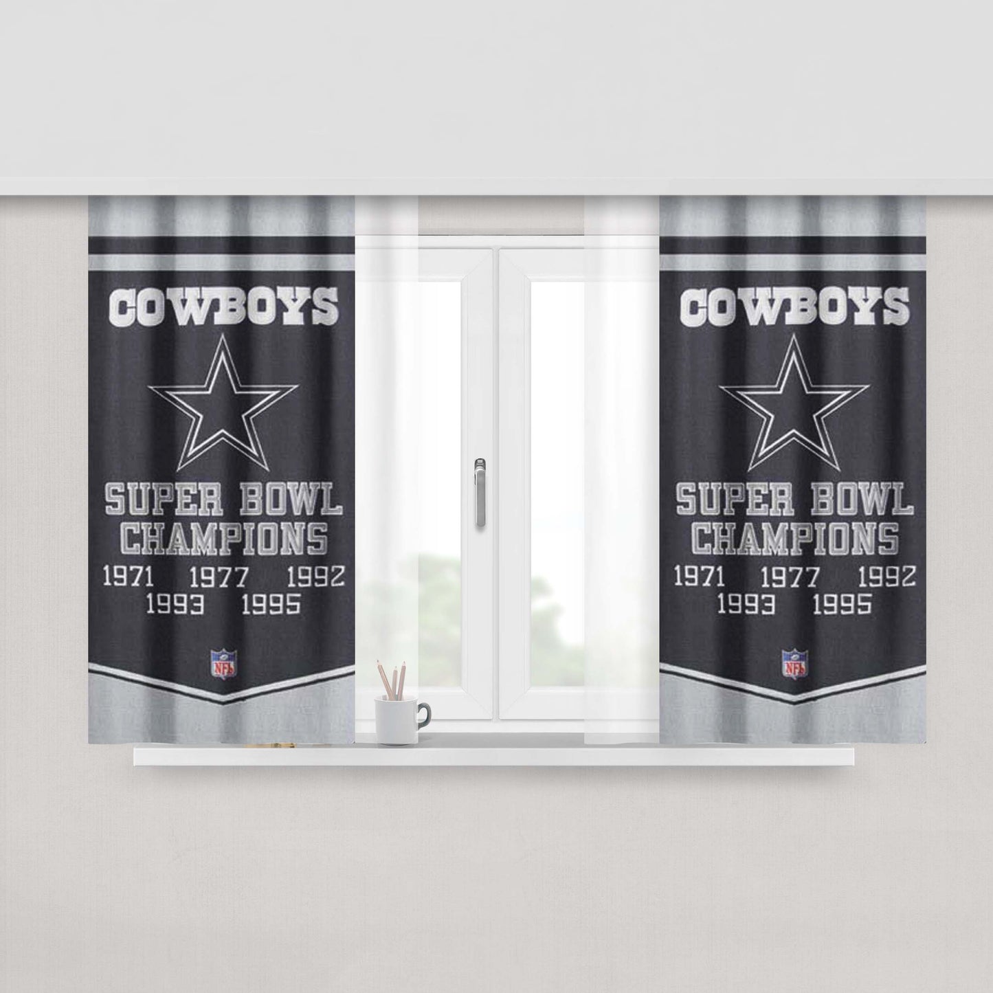Dallas Cowboys Banner Texture Peach Skin Window Curtains