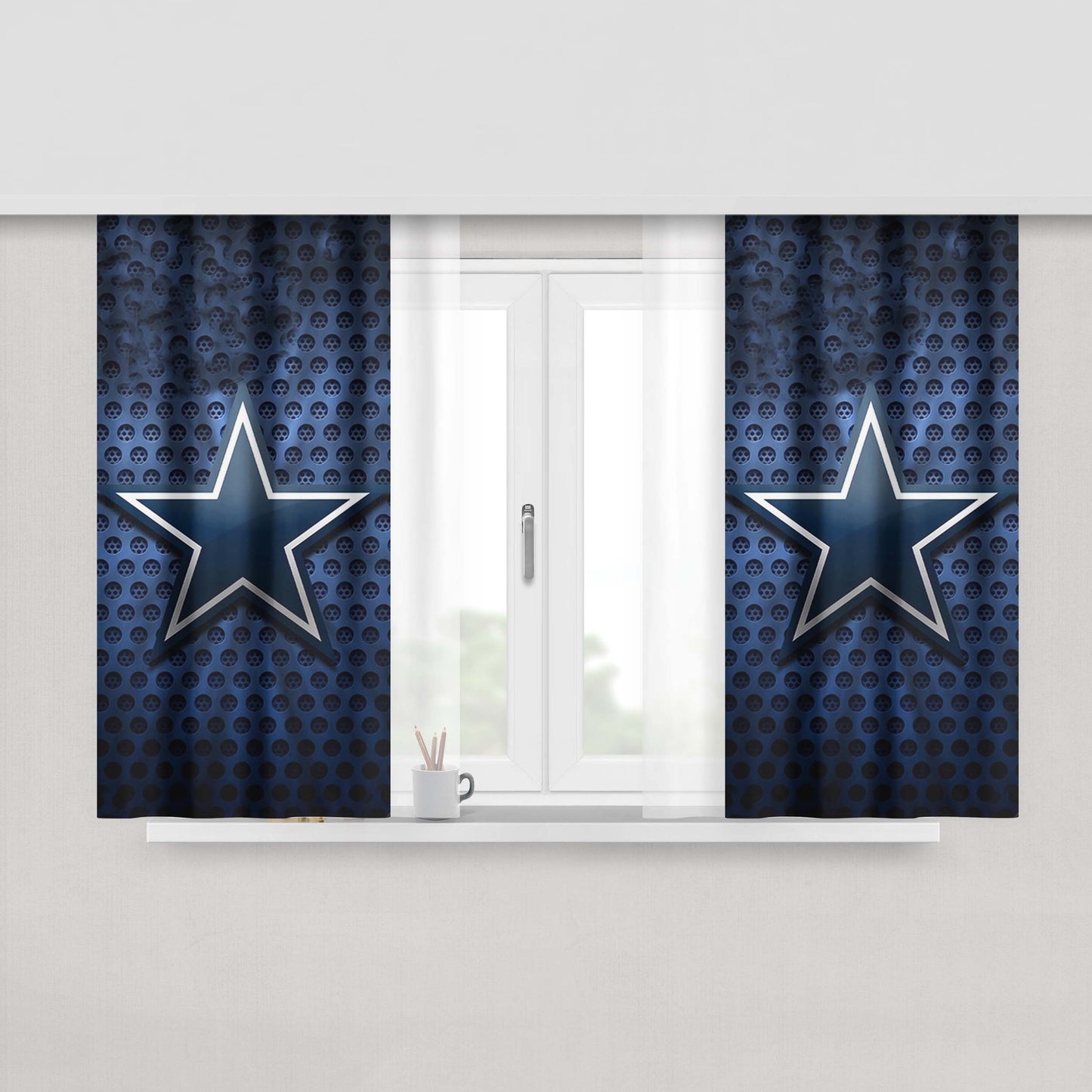 Dallas Cowboys Blue Peach Skin Window Curtains