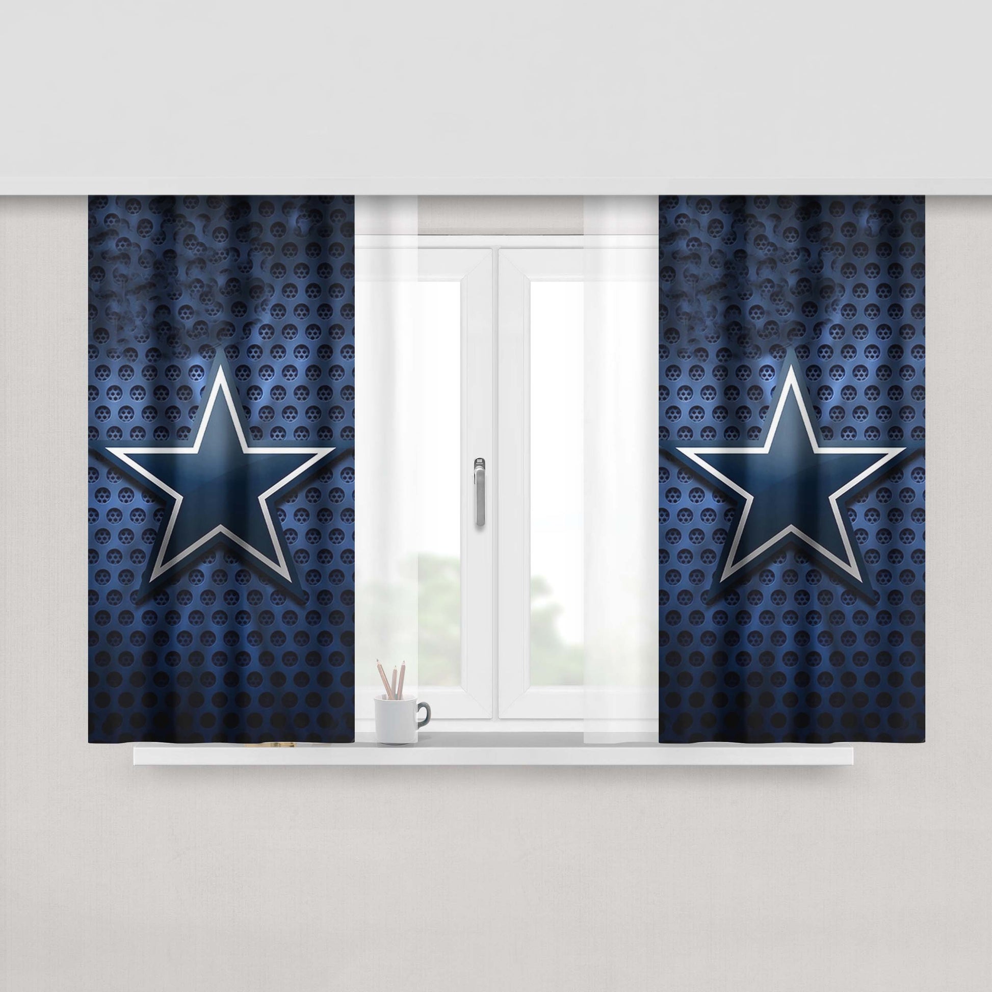 Dallas Cowboys Blue Peach Skin Window Curtains