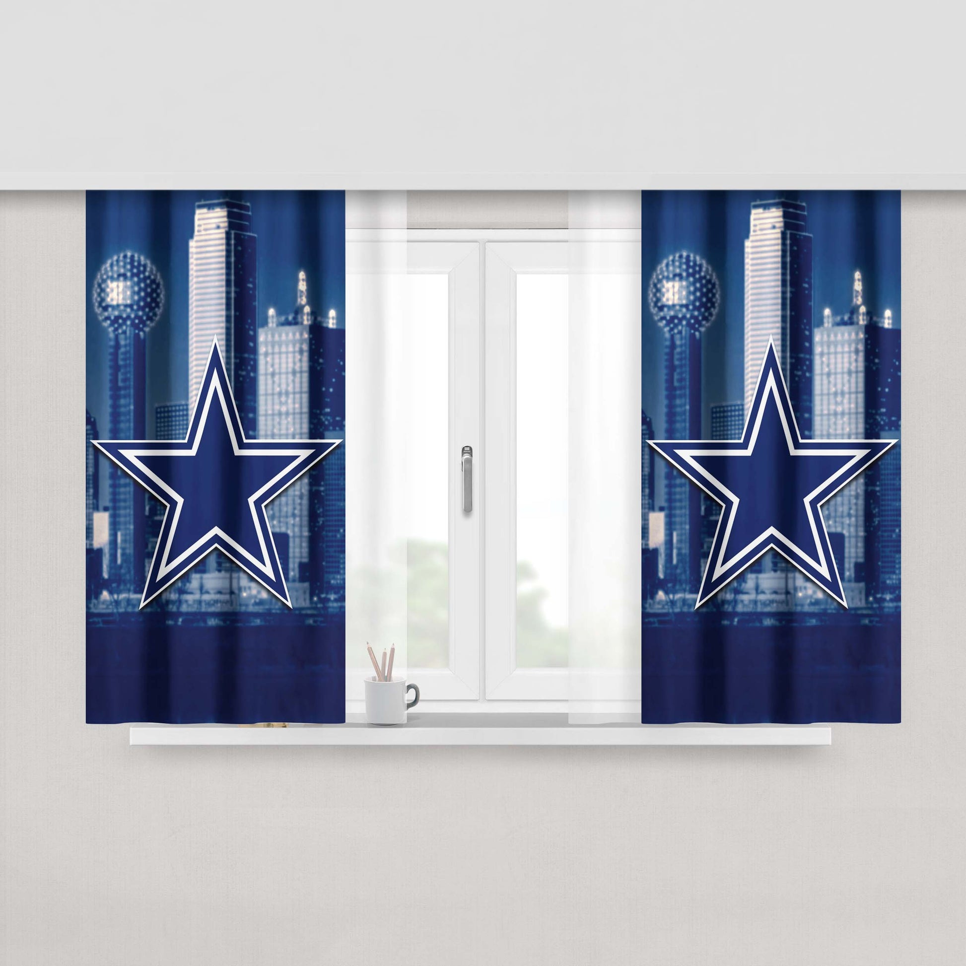 Dallas Cowboys City Themed Peach Skin Window Curtains