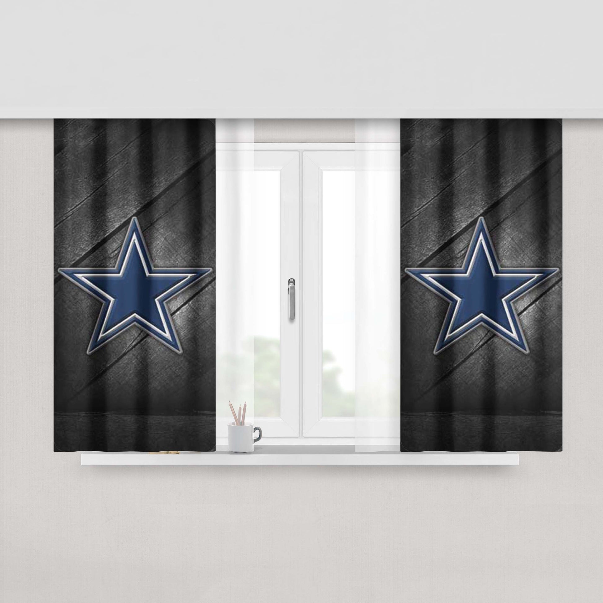 Dallas Cowboys Diagonal Wood Peach Skin Window Curtains