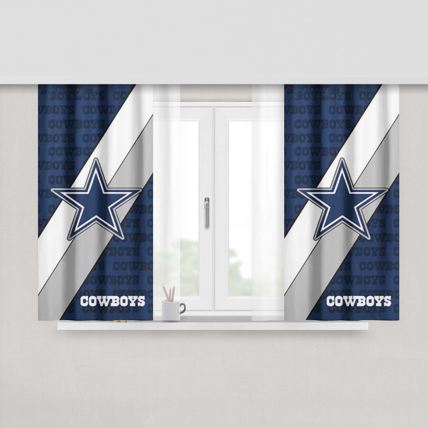 Dallas Cowboys Diagonal Peach Skin Window Curtains