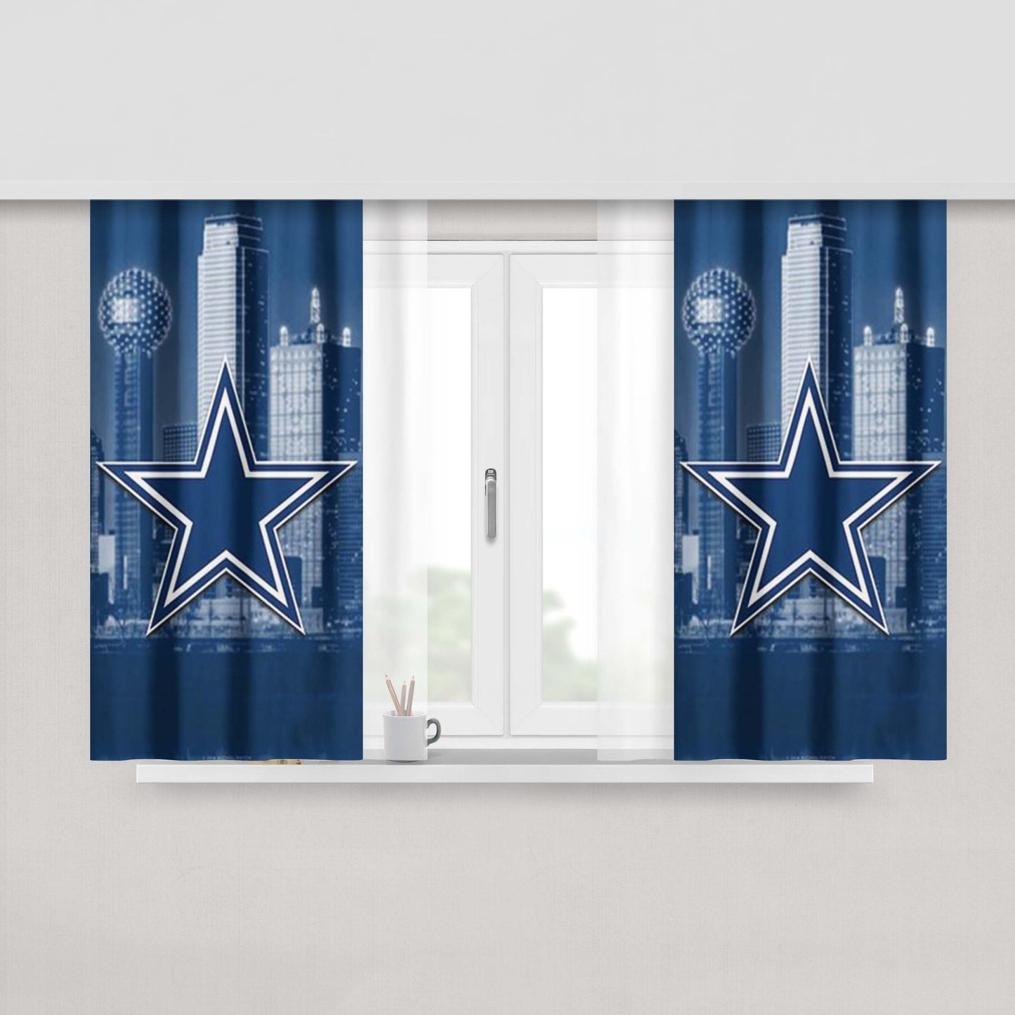 Dallas Cowboys Emblem Peach Skin Window Curtains