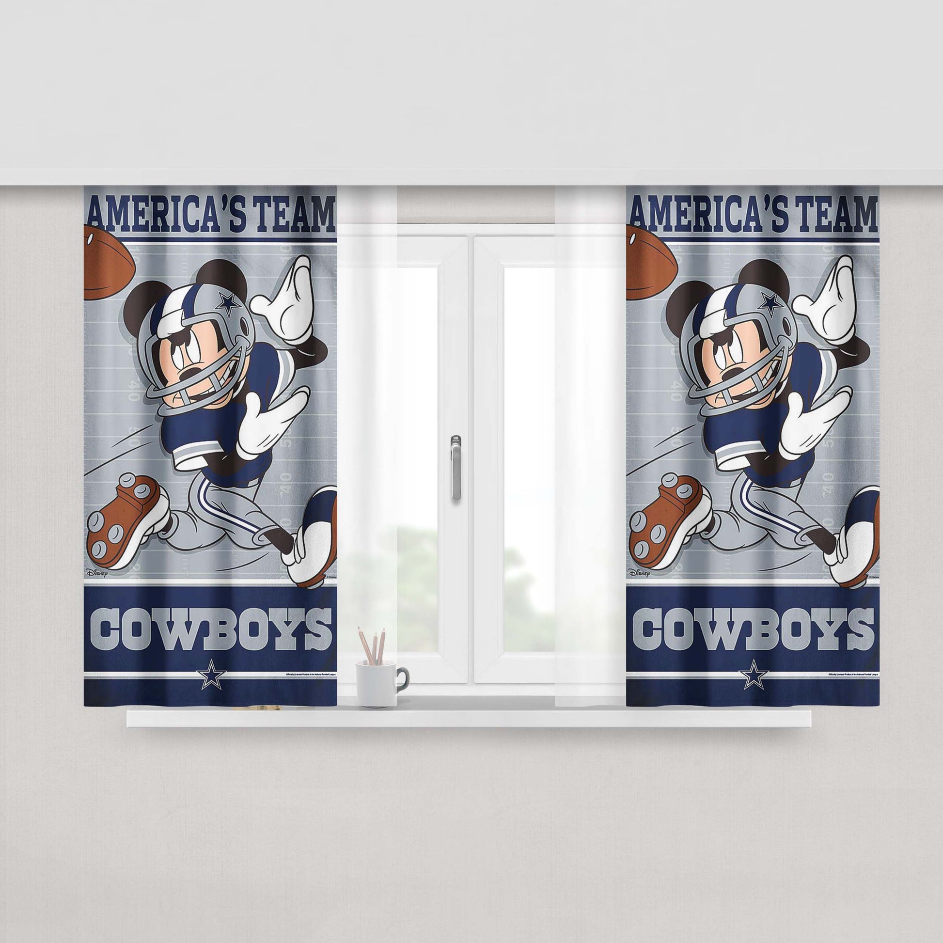 Dallas Cowboys Giants Disney Mickey Mouse Nfl Peach Skin Window Curtains