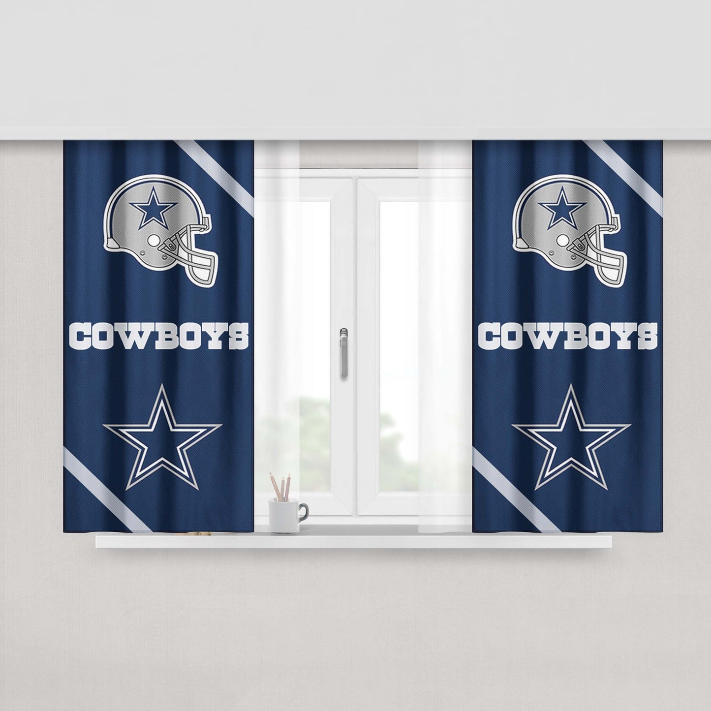 Dallas Cowboys Helm Peach Skin Window Curtains