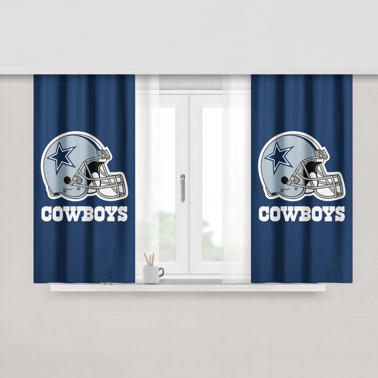 Dallas Cowboys Helmet Logo Peach Skin Window Curtains