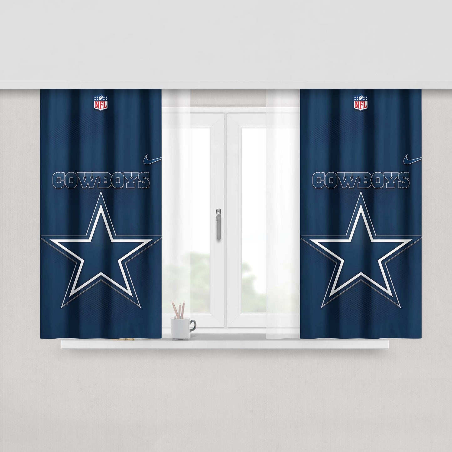 Dallas Cowboys Logo Nfl Peach Skin Window Curtains