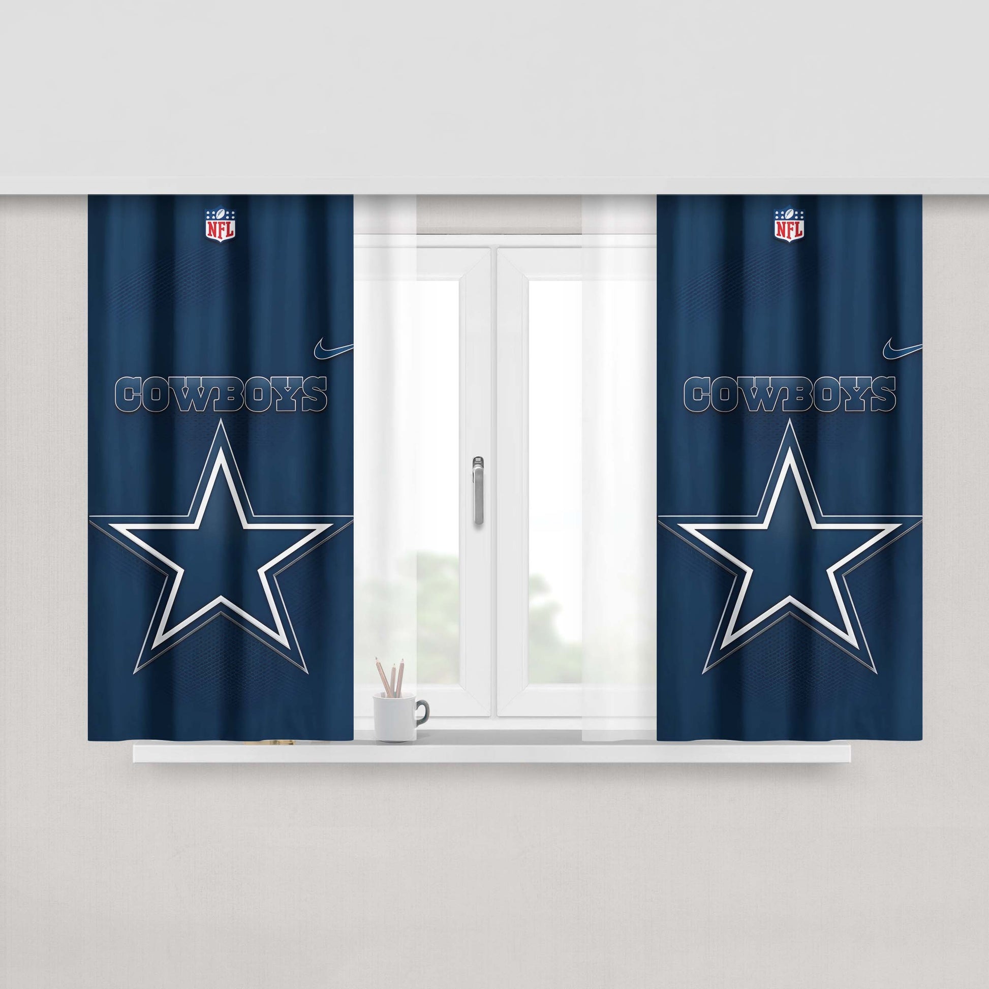 Dallas Cowboys Logo Nfl Peach Skin Window Curtains