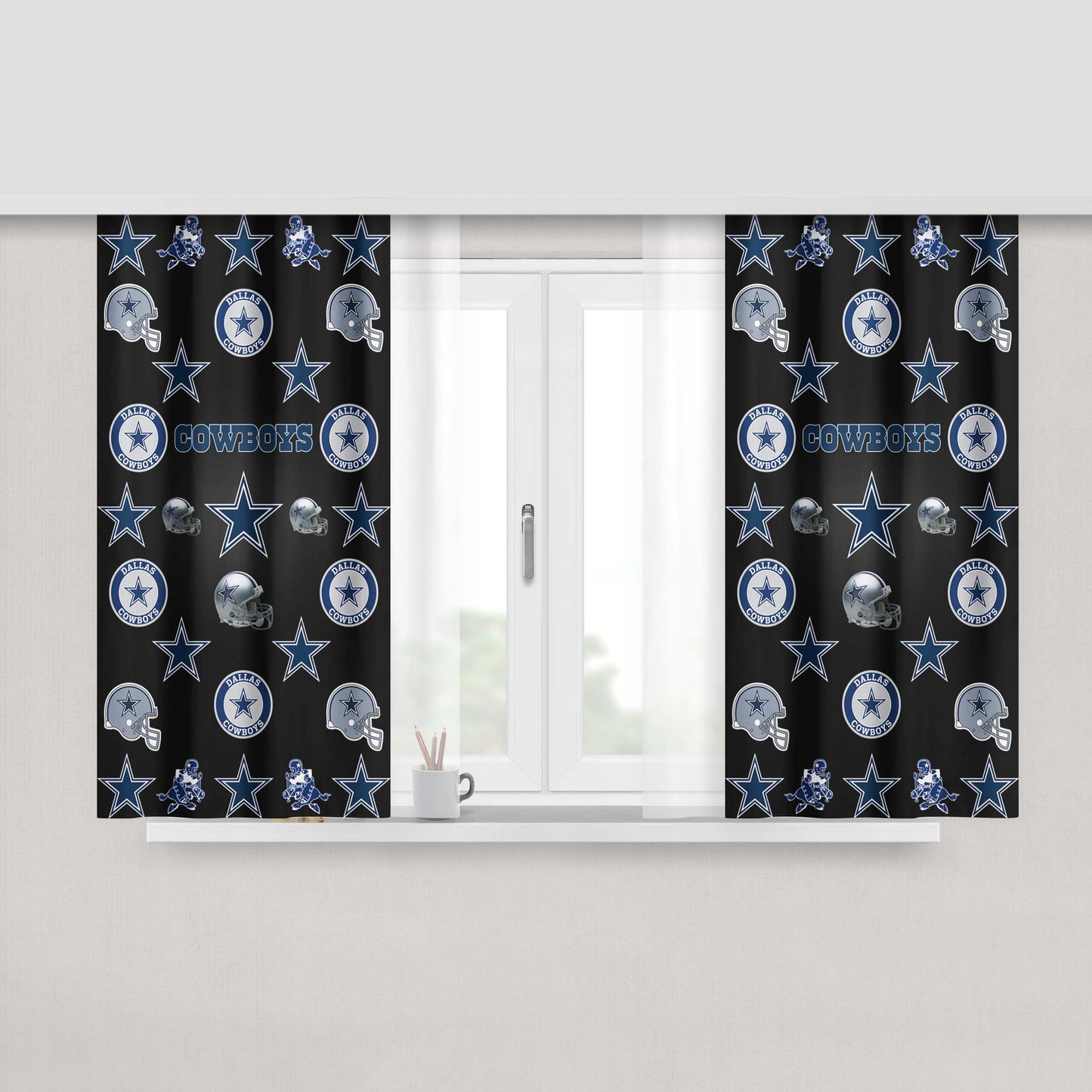 Dallas Cowboys Logo Pattern Peach Skin Window Curtains