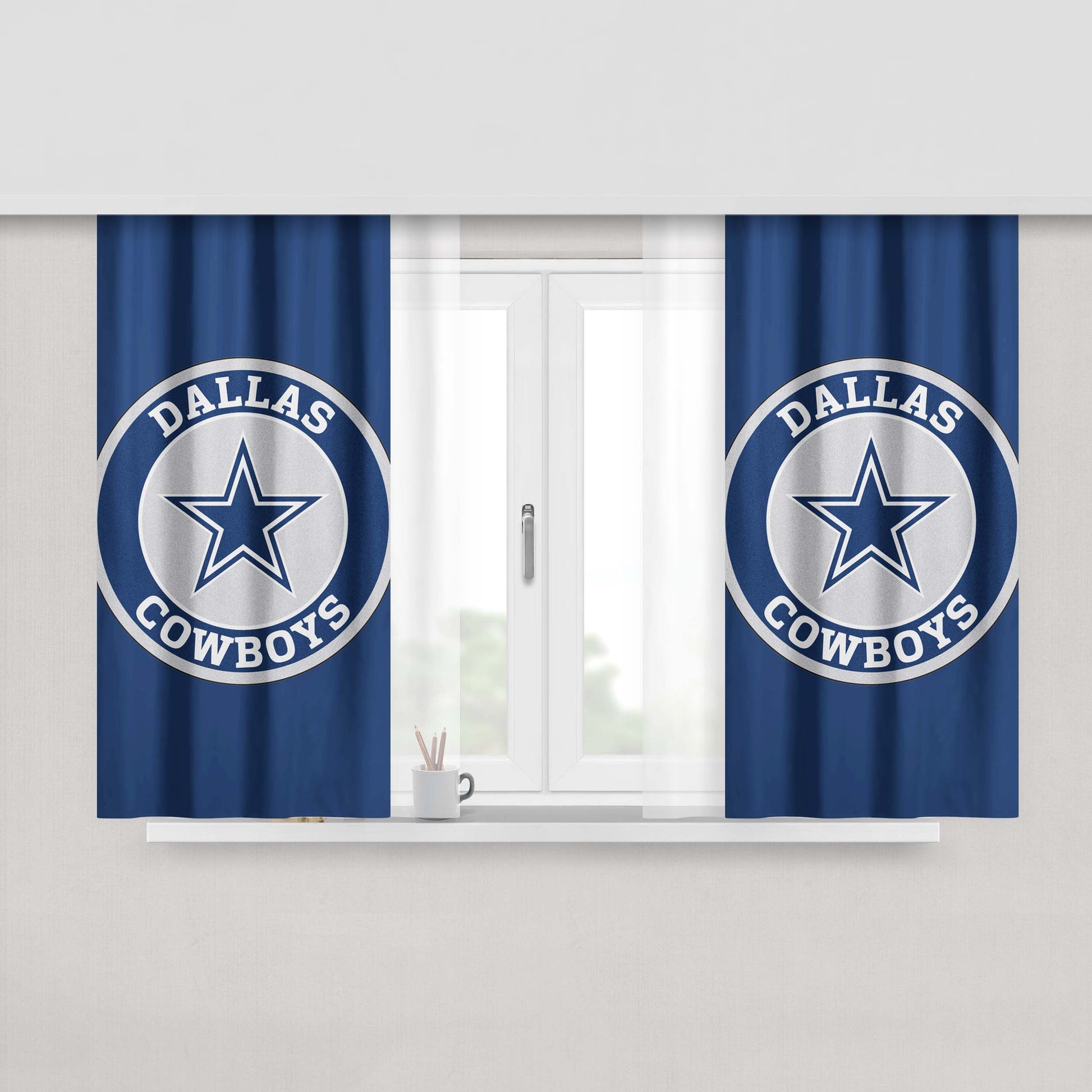 Dallas Cowboys Logo Peach Skin Window Curtains