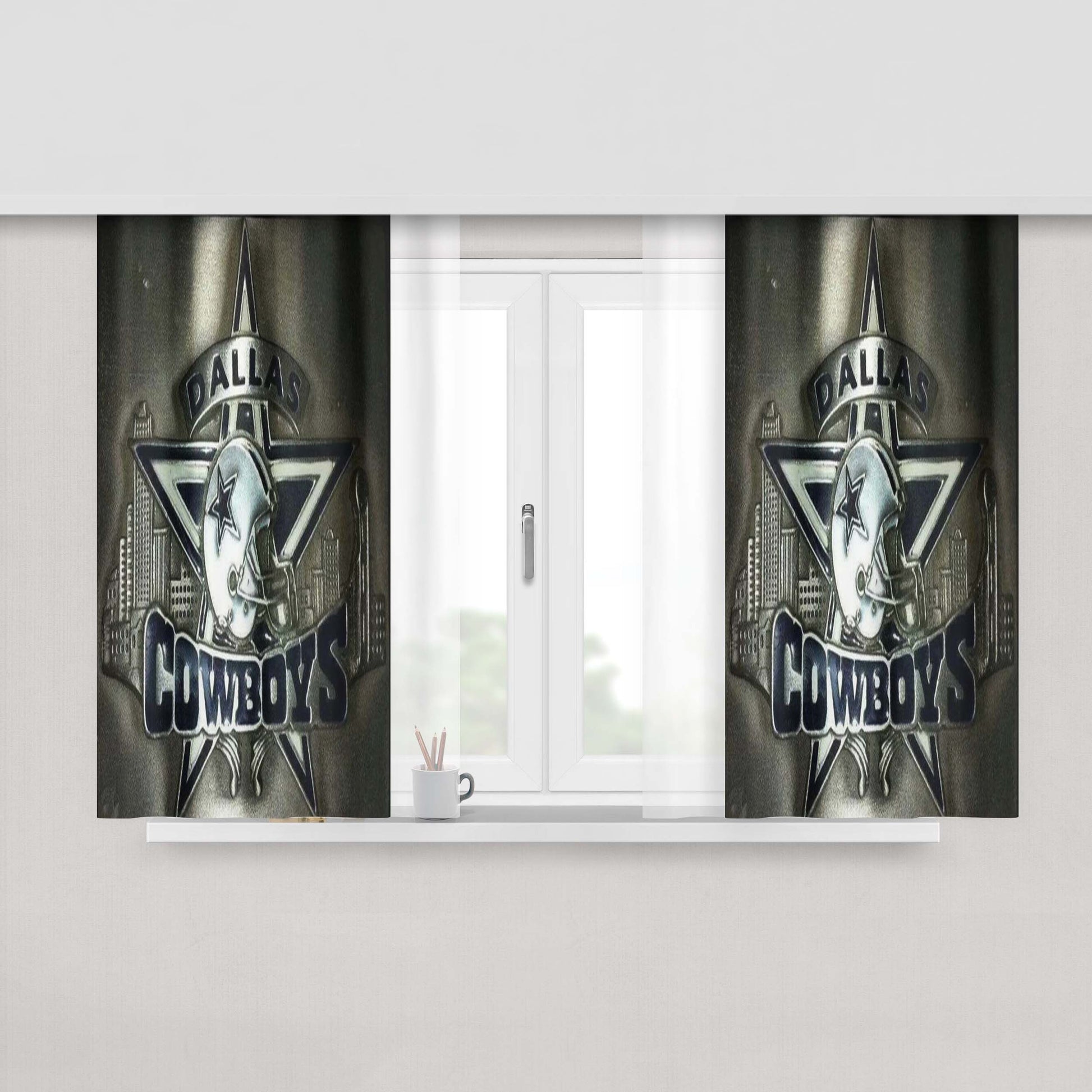 Dallas Cowboys Nfl 2 Peach Skin Window Curtains