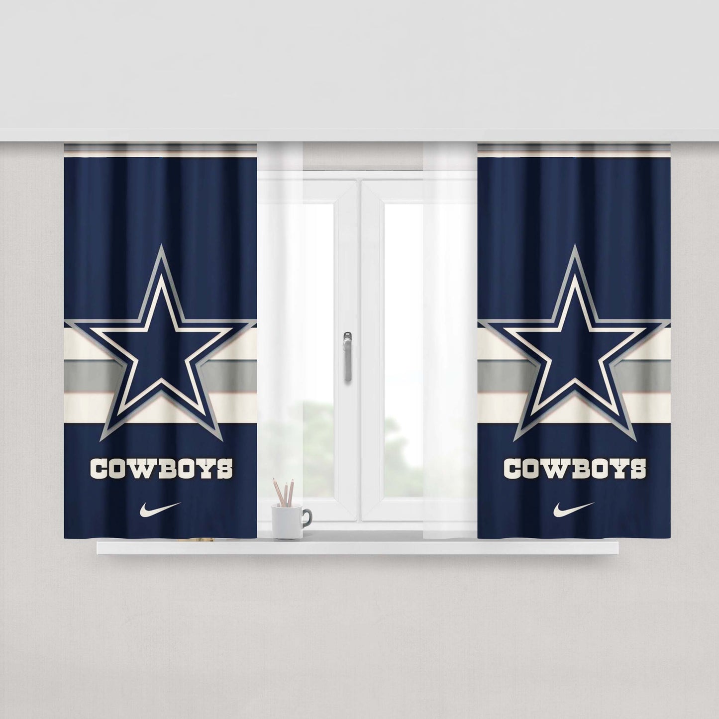 Dallas Cowboys Nfl Nike Logo Peach Skin Window Curtains