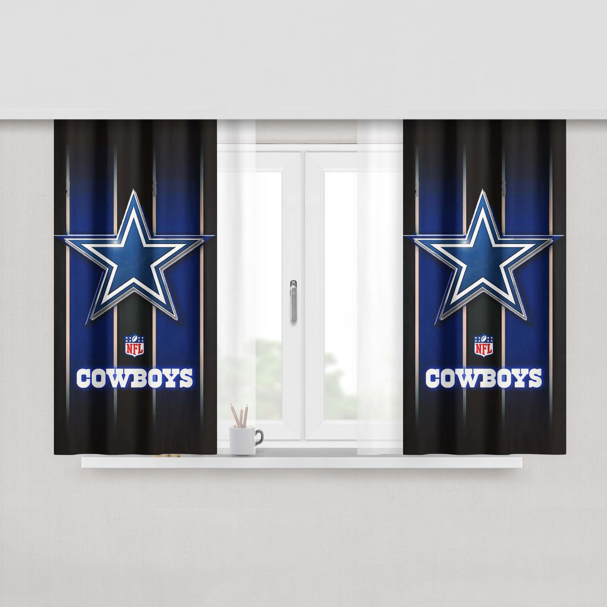 Dallas Cowboys Nfl Stripes New Peach Skin Window Curtains