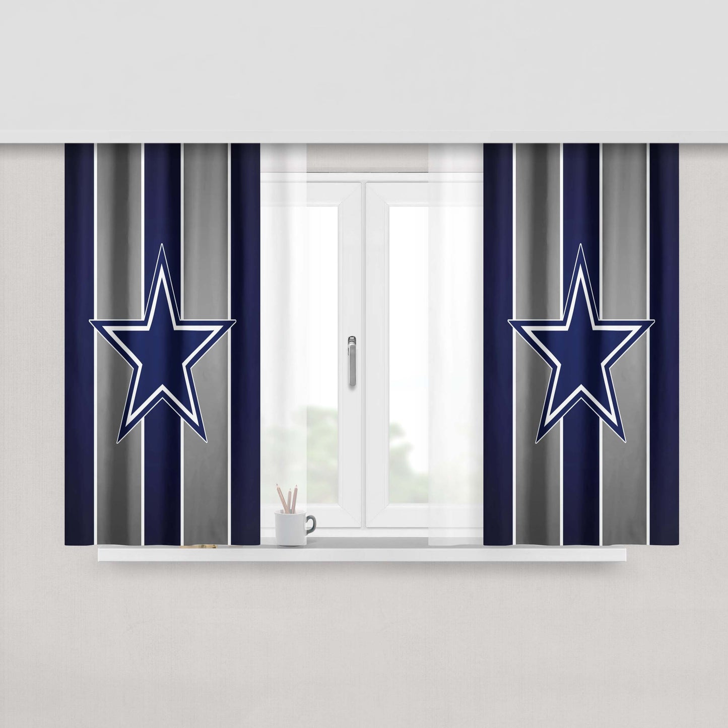 Dallas Cowboys Stars Logo Peach Skin Window Curtains