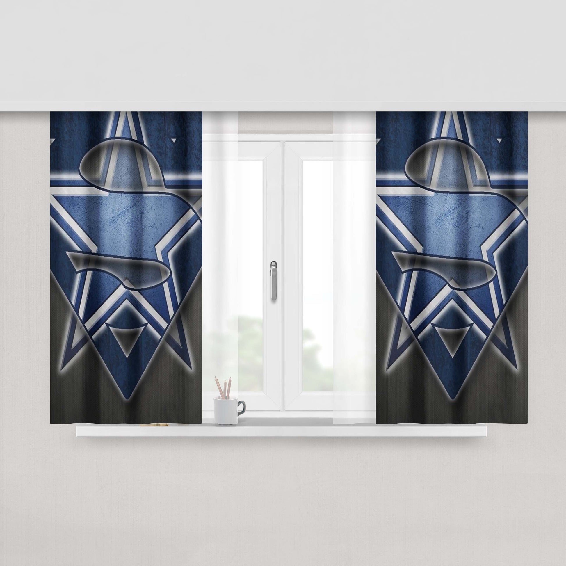 Dallas Cowboys Superman Logo Peach Skin Window Curtains
