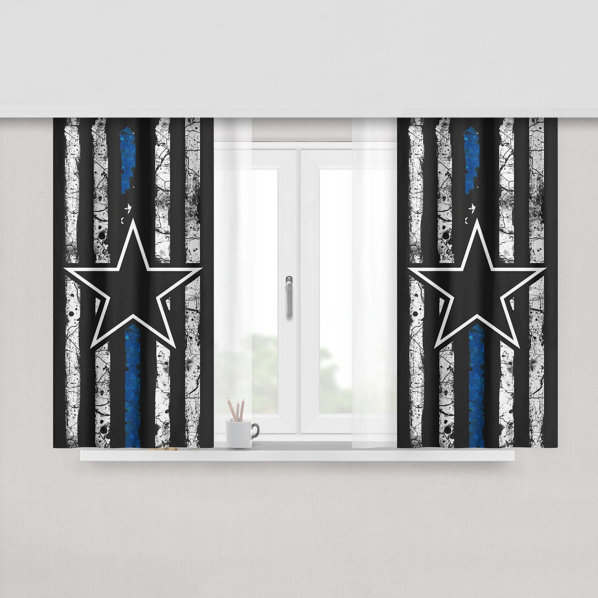 Dallas Cowboys Thin Blue Peach Skin Window Curtains