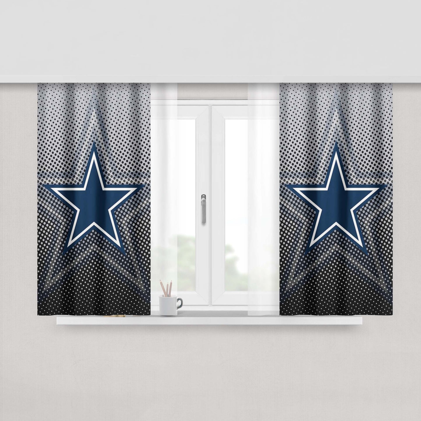 Dallas Cowboys Wallapaper Carbon 2 Peach Skin Window Curtains