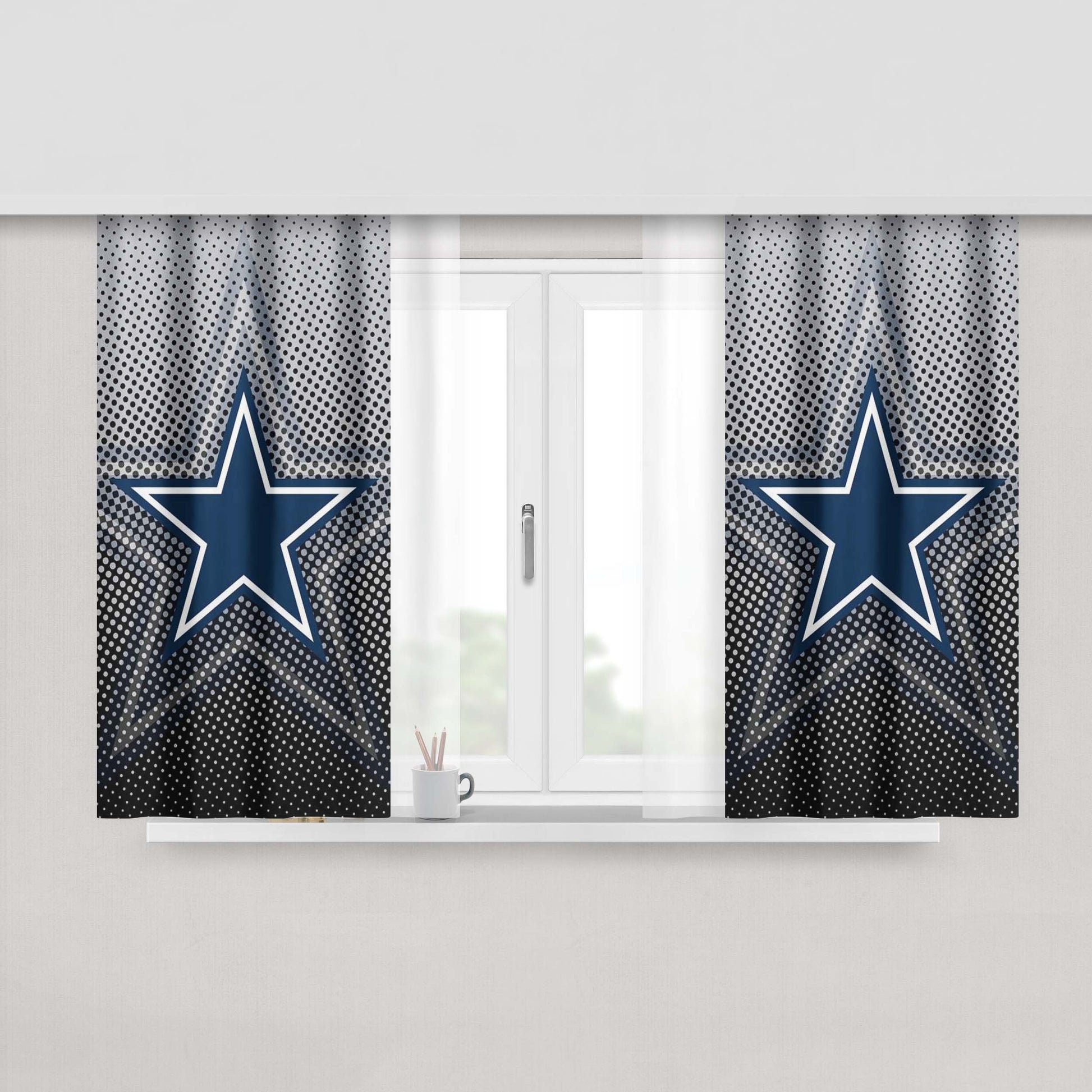 Dallas Cowboys Wallapaper Carbon 2 Peach Skin Window Curtains