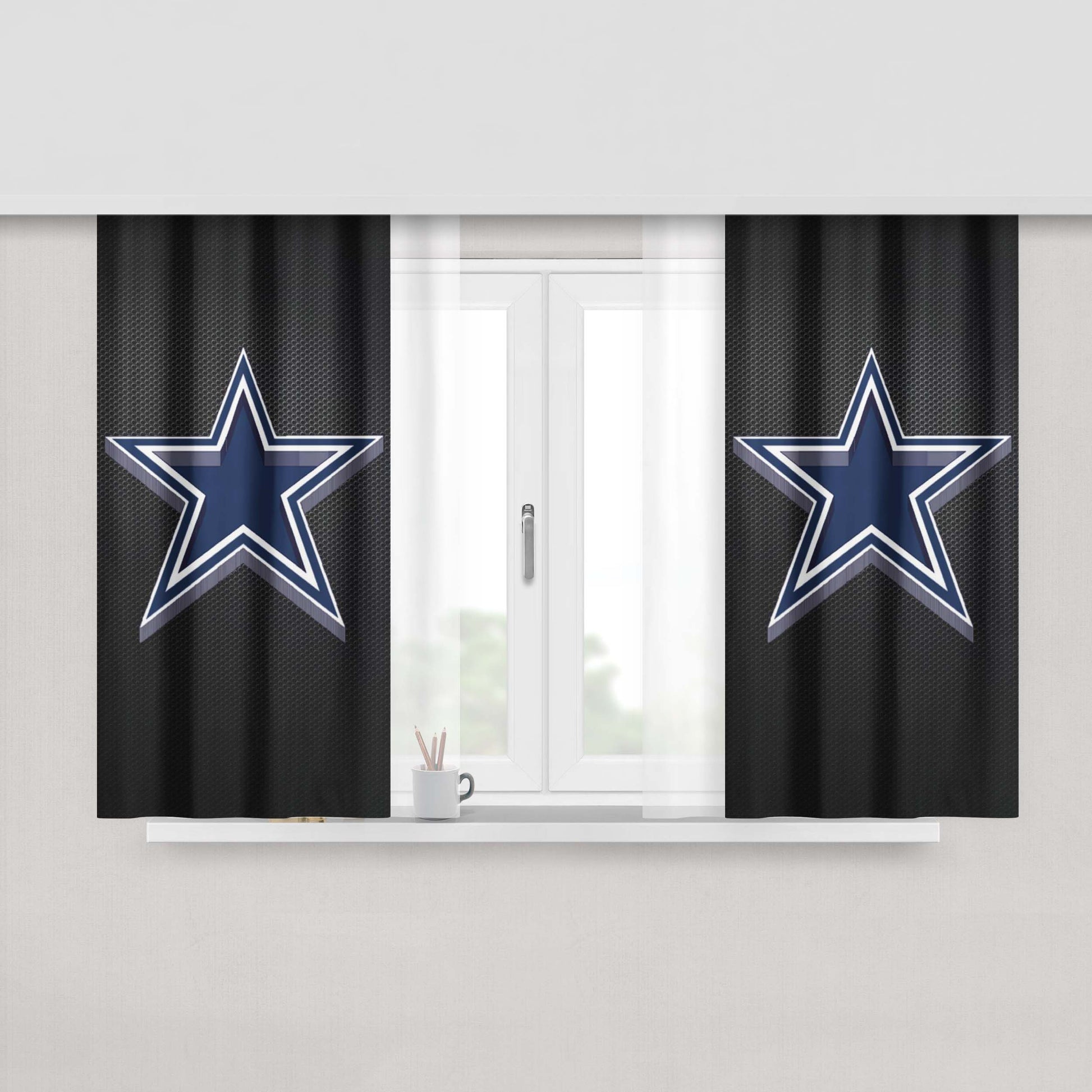 Dallas Cowboys Wallapaper Carbon Peach Skin Window Curtains