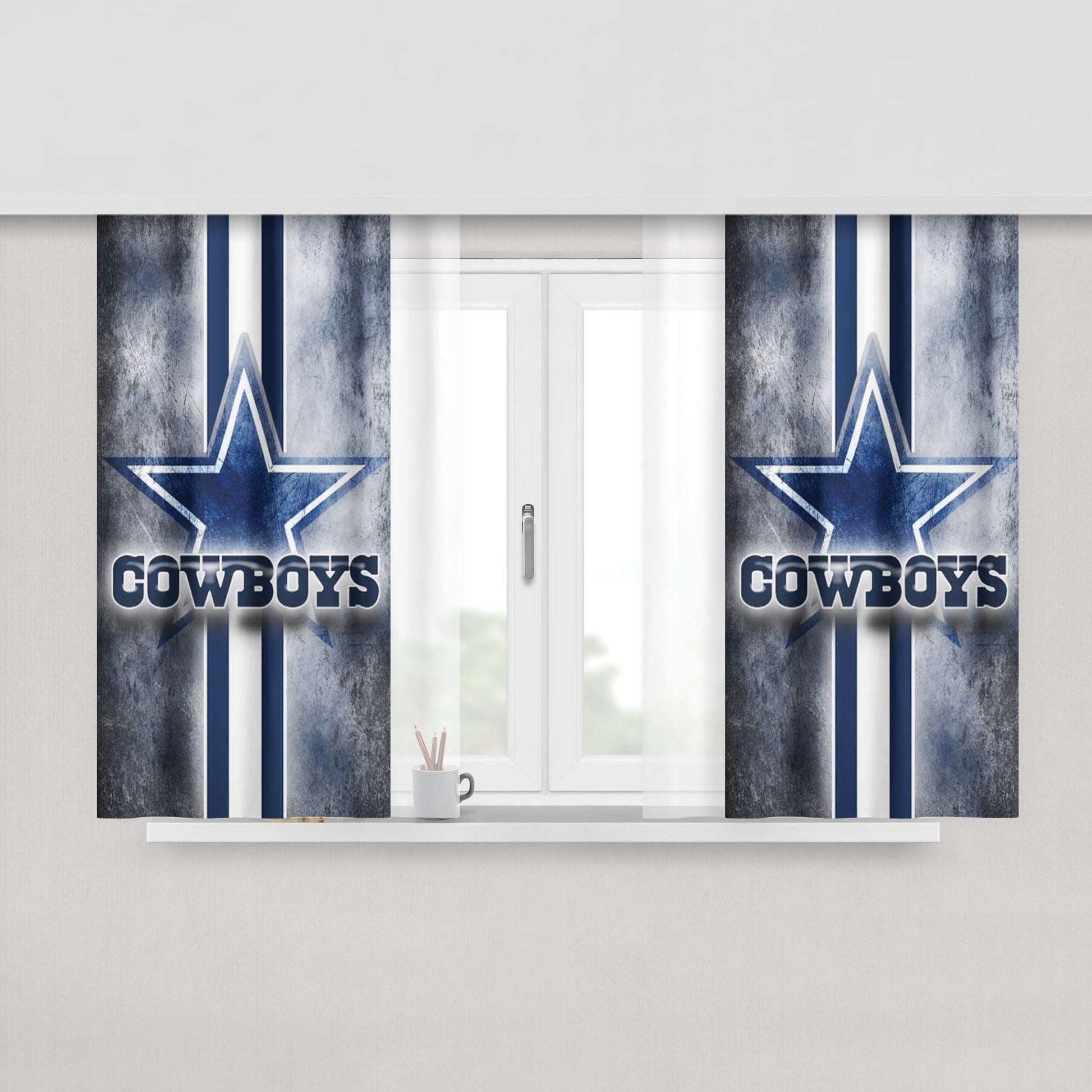 Dallas Cowboys Wallapaper Peach Skin Window Curtains