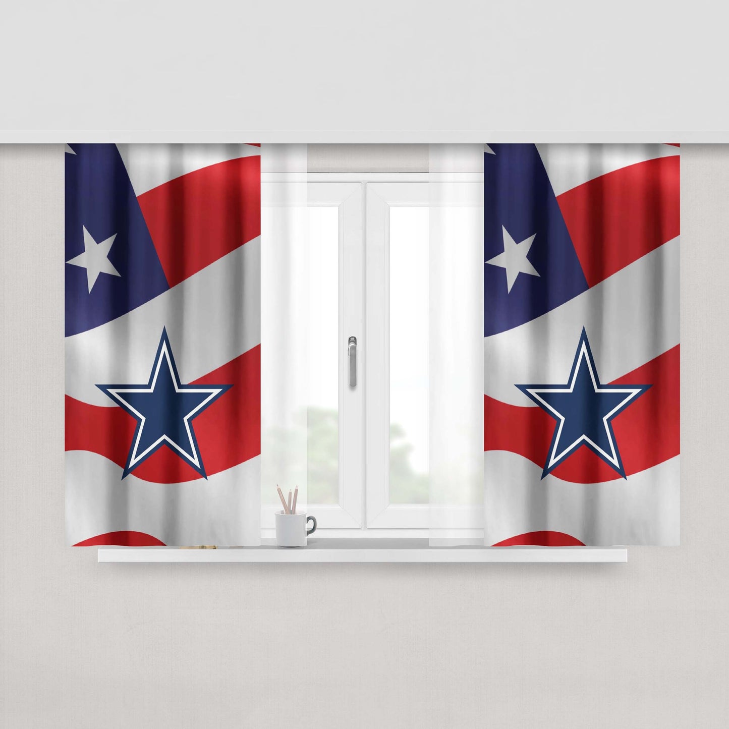 Dallas Cowboys X United State Flag Peach Skin Window Curtains
