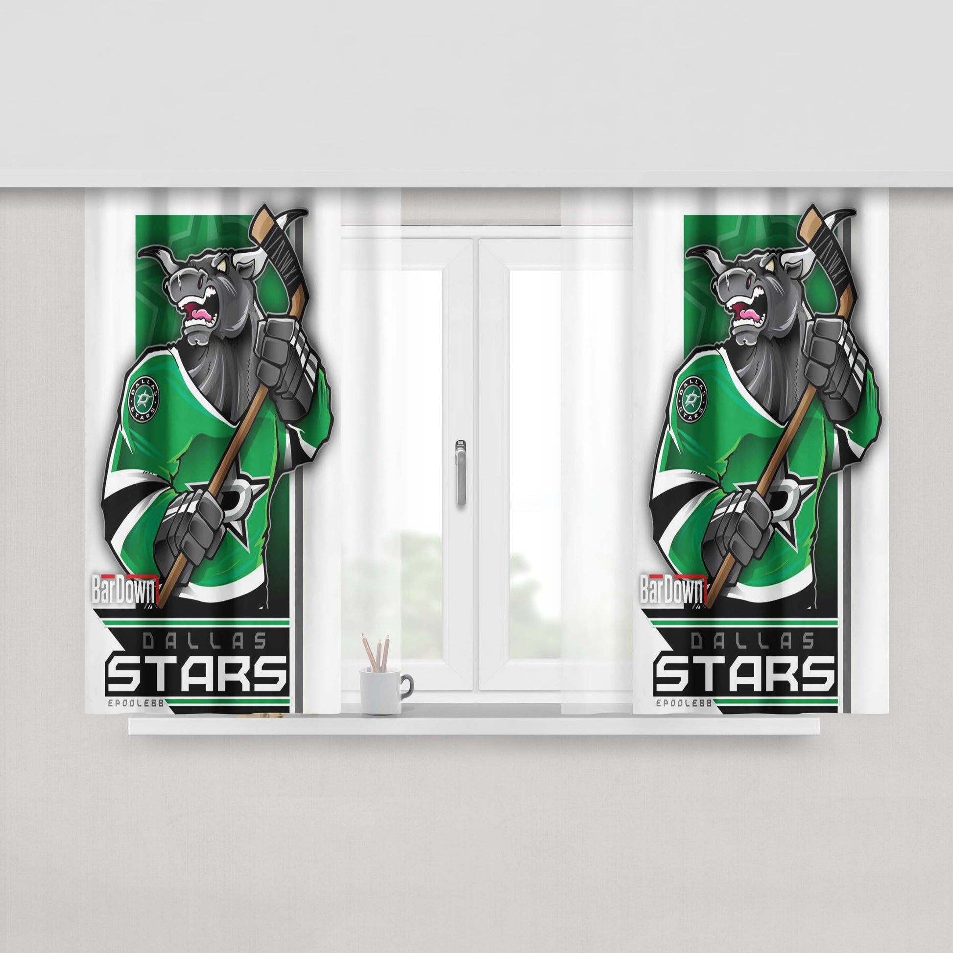 Dallas Stars Hockey Peach Skin Window Curtains