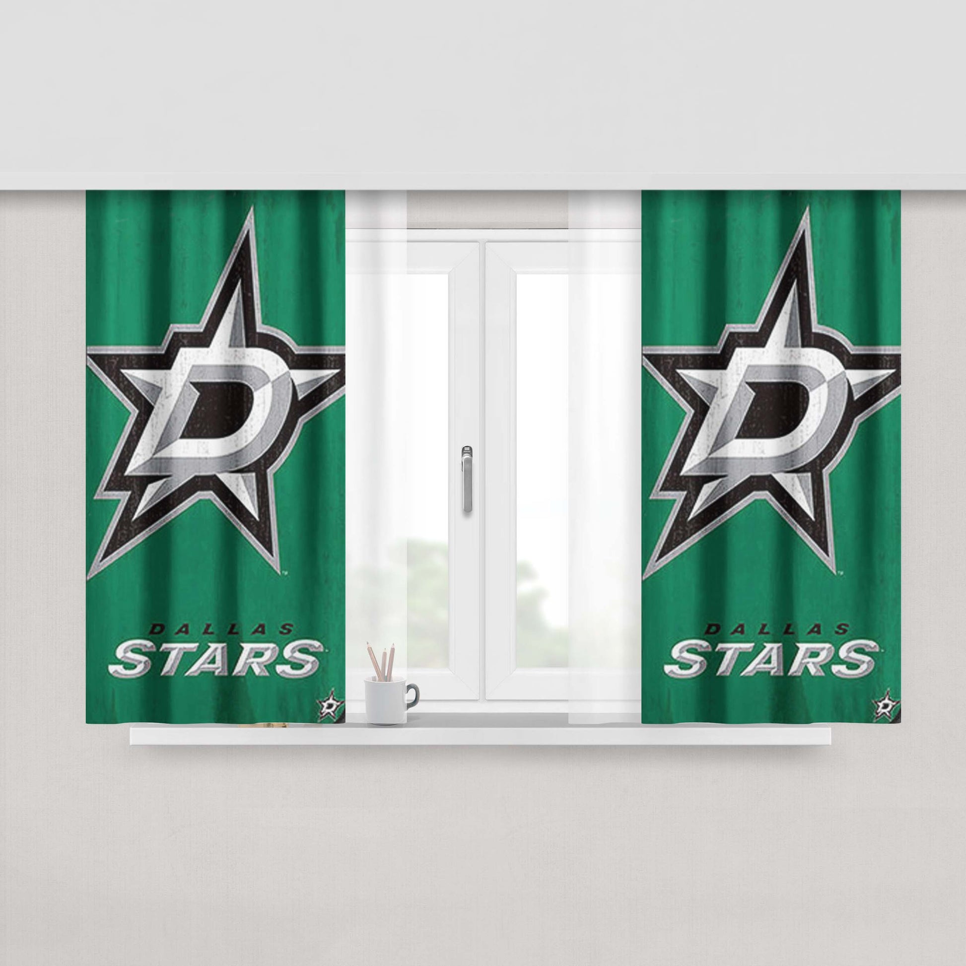 Dallas Stars Logo Peach Skin Window Curtains