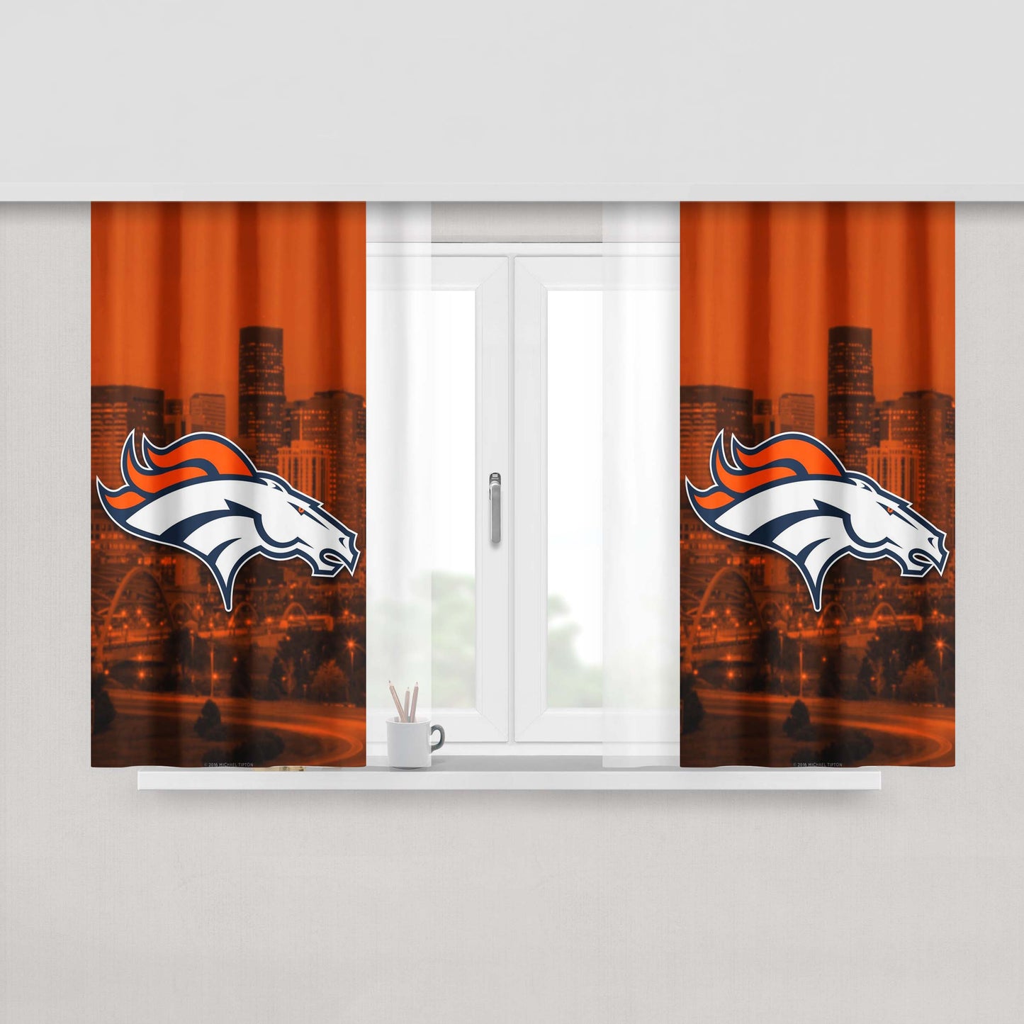 Denver Broncos Emblem Peach Skin Window Curtains