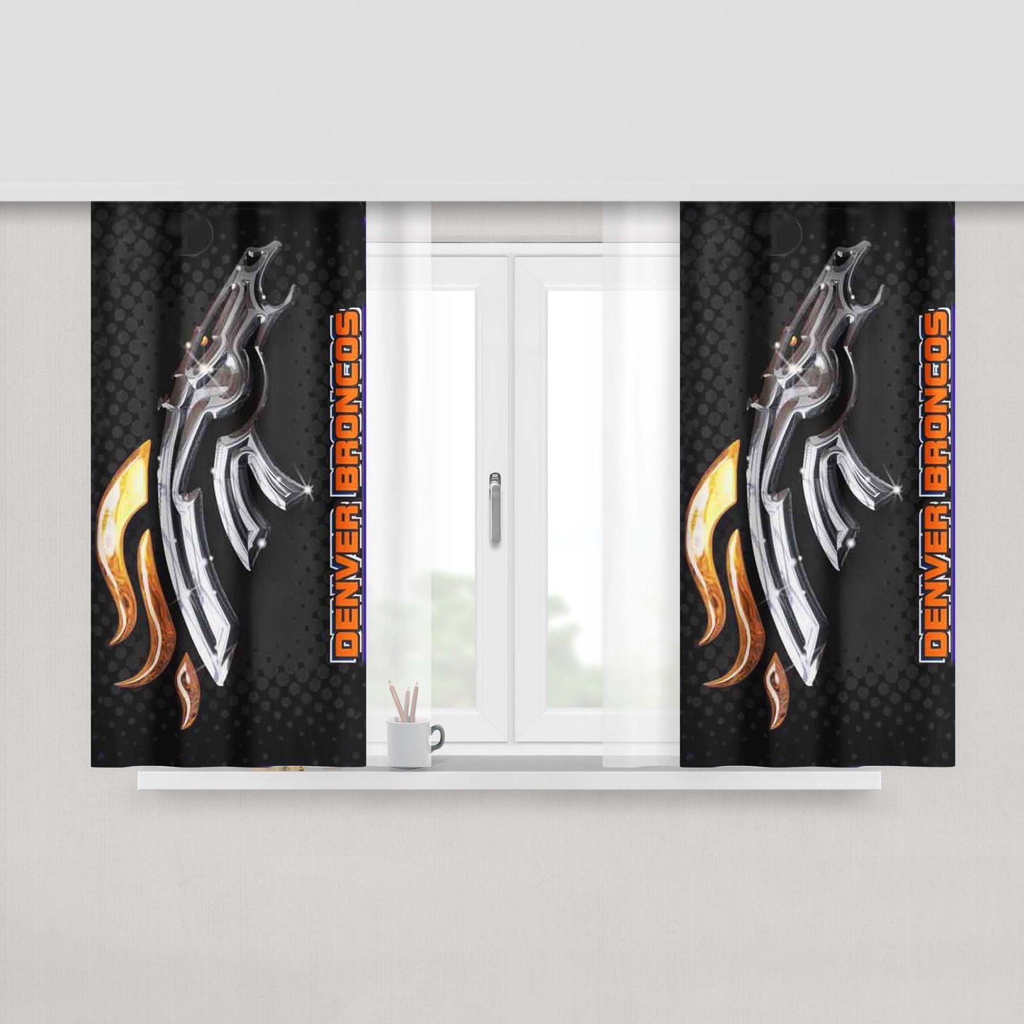 Denver Broncos Football Team Nfl Peach Skin Window Curtains