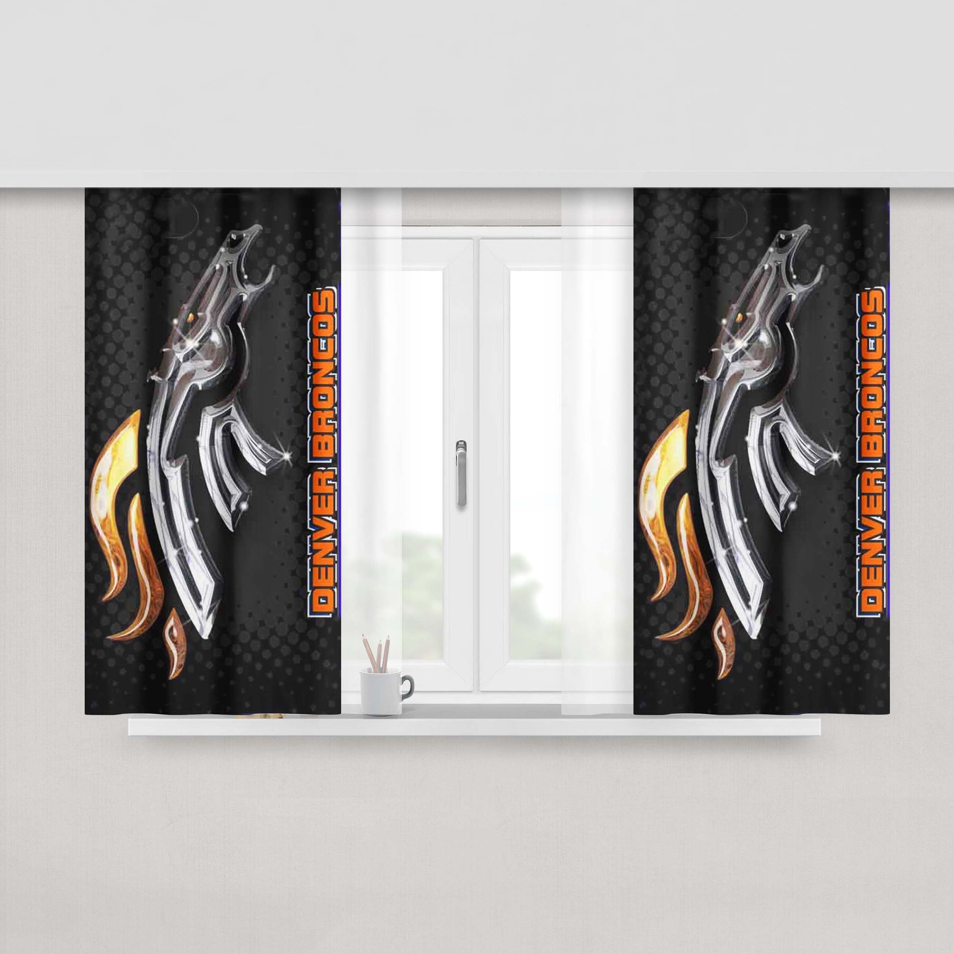 Denver Broncos Football Team Nfl Peach Skin Window Curtains