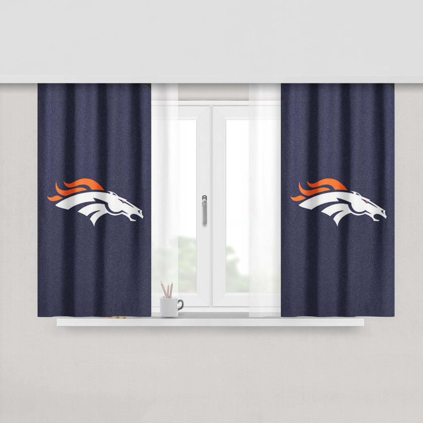 Denver Broncos Grainy Peach Skin Window Curtains