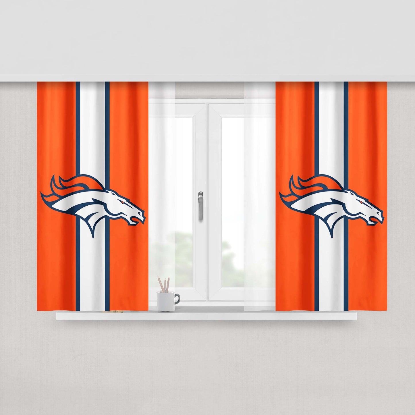 Denver Broncos Logo 2 Peach Skin Window Curtains