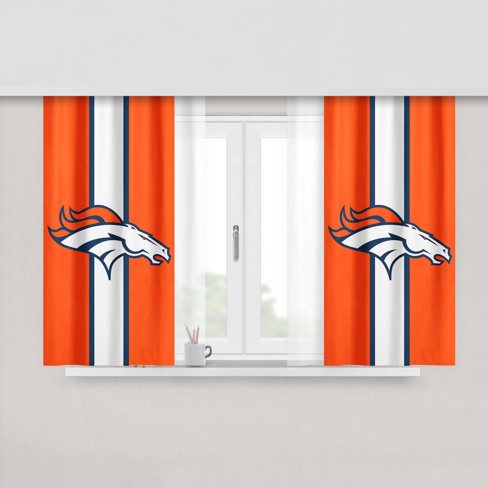 Denver Broncos Logo 2 Peach Skin Window Curtains