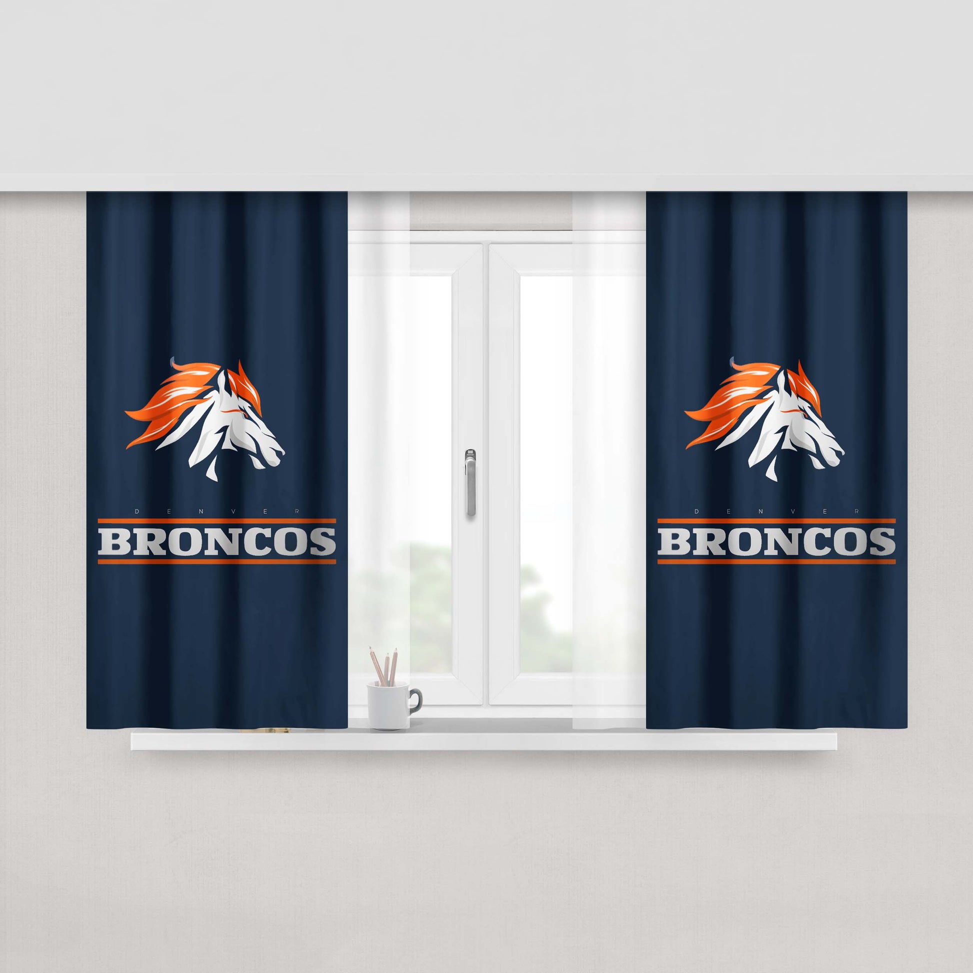 Denver Broncos Logo American Football Team Peach Skin Window Curtains