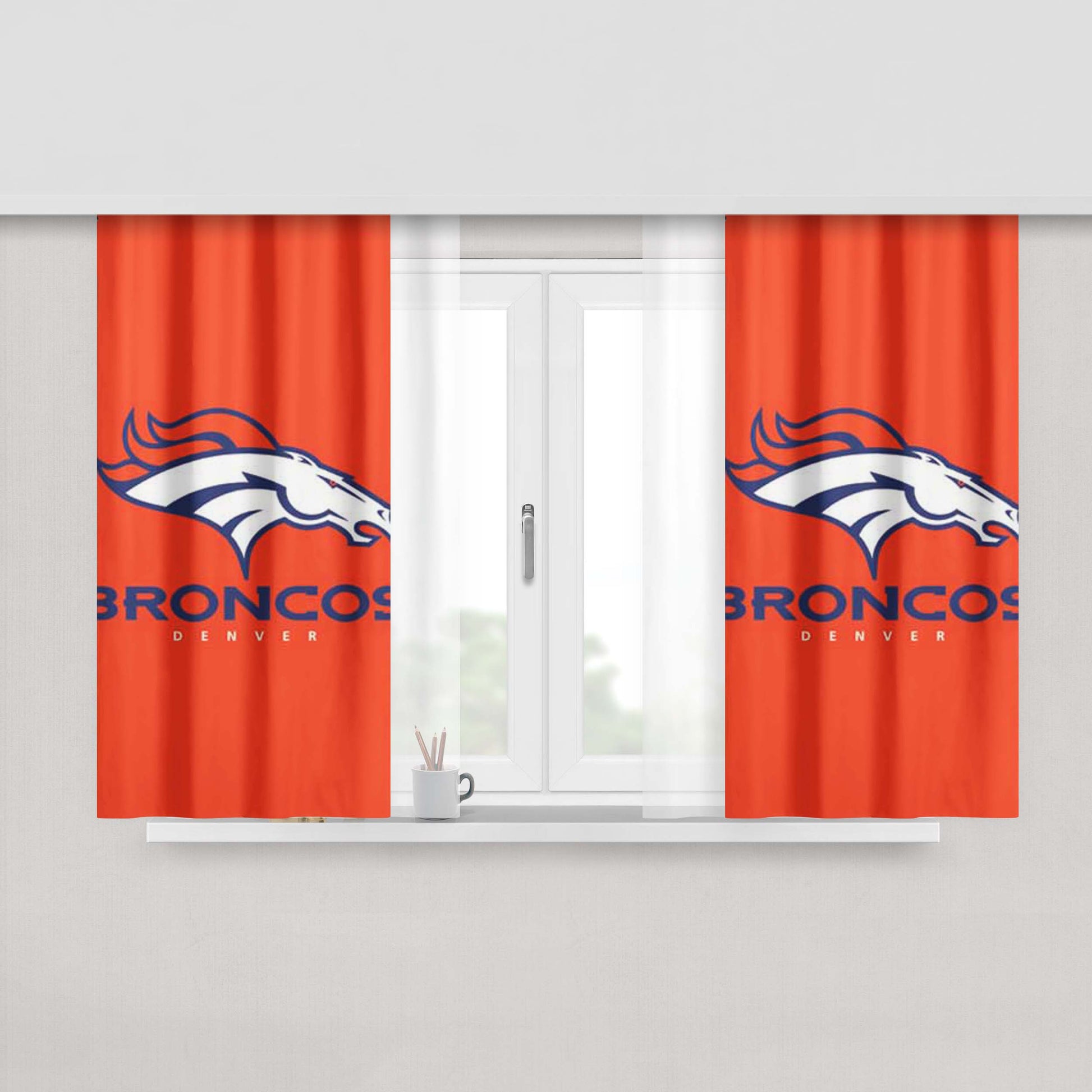 Denver Broncos Logo Basic Peach Skin Window Curtains