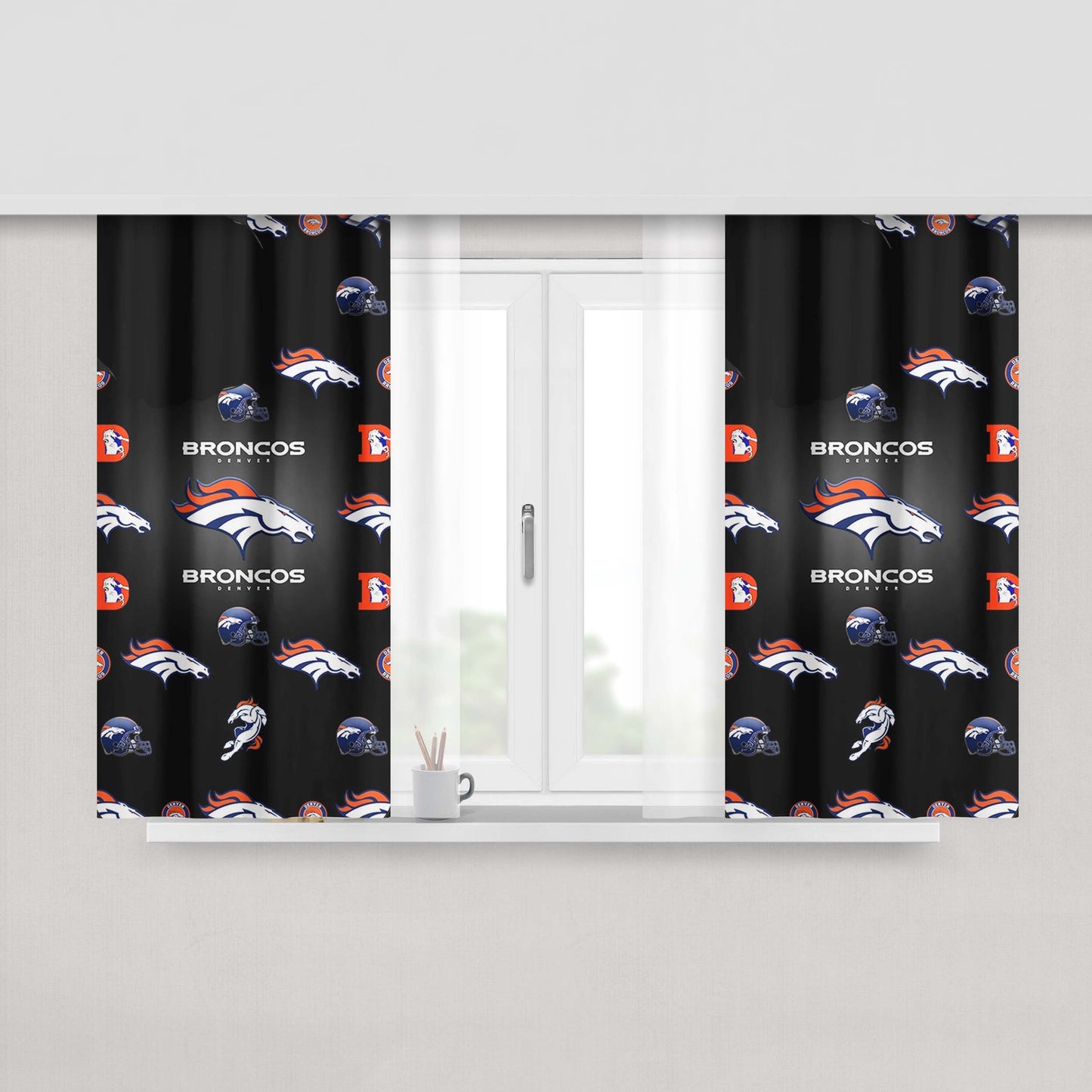 Denver Broncos Logos Peach Skin Window Curtains