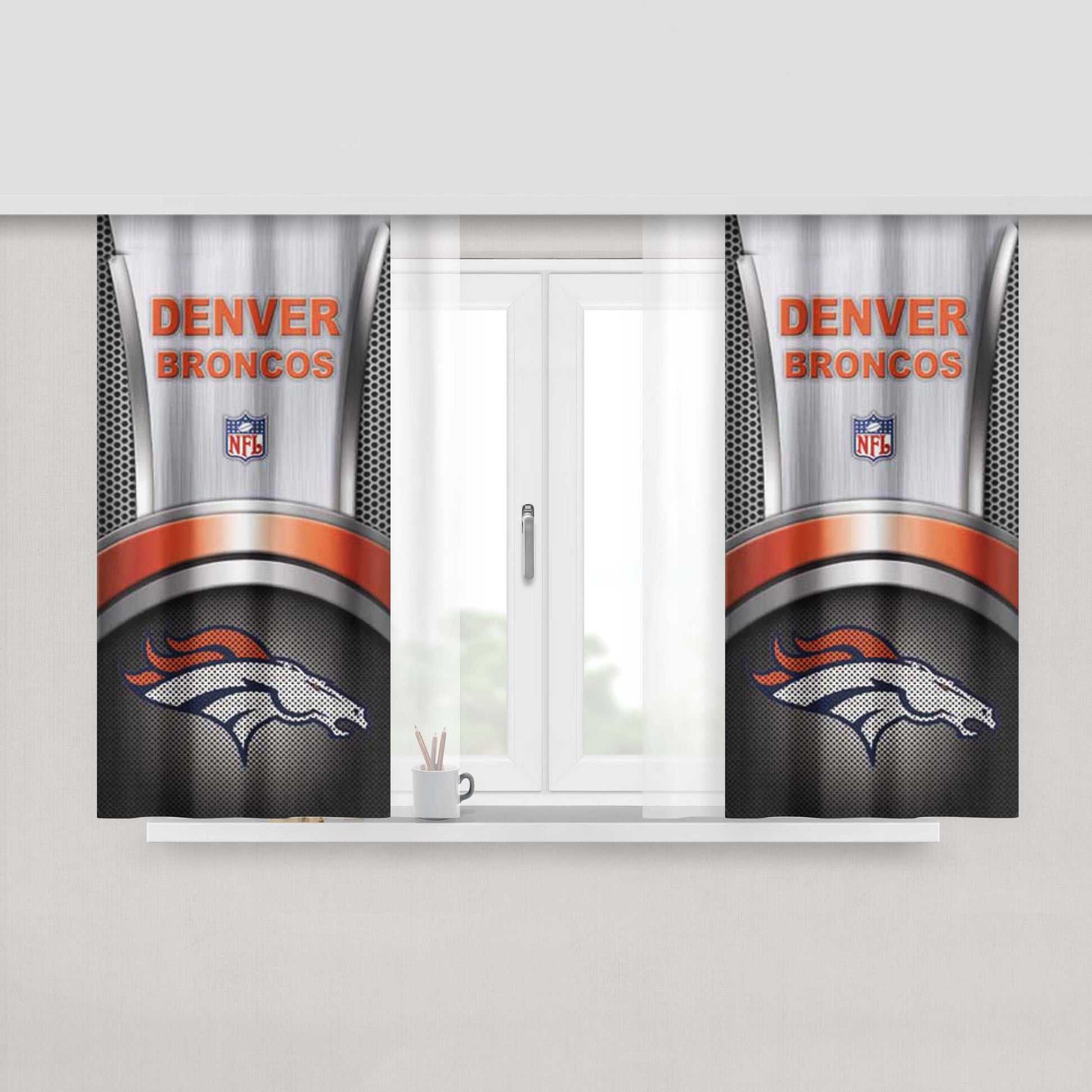 Denver Broncos Meshbox Peach Skin Window Curtains