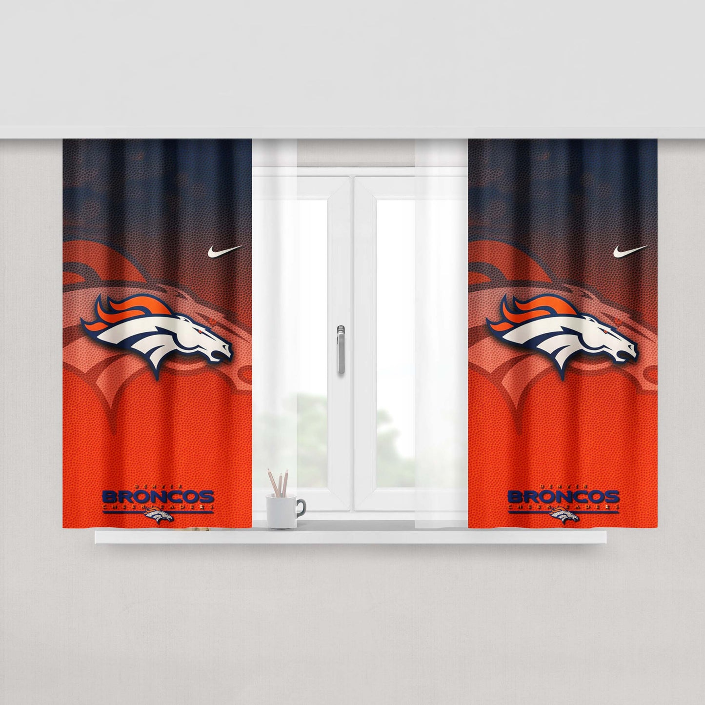 Denver Broncos Nfl 9 Peach Skin Window Curtains